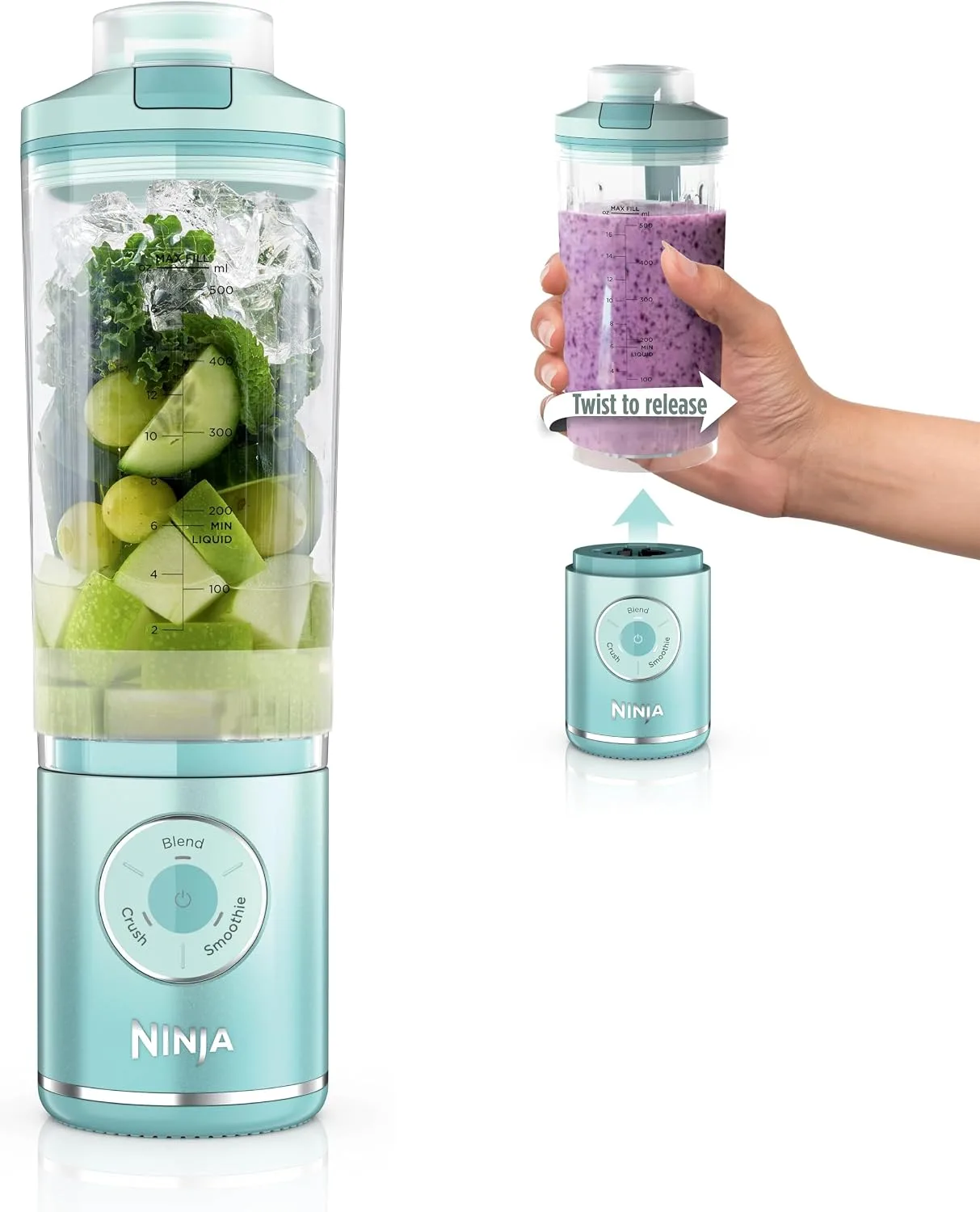 Ninja Blast Max Portable Blender, Twist & Go, 22oz, Sea Glass, BC251MT