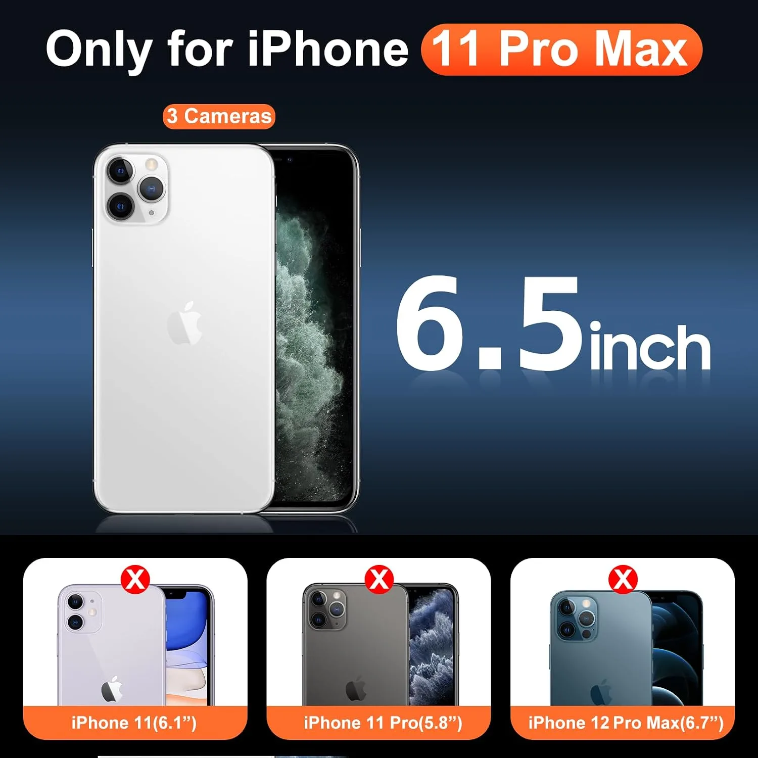 Temdan for iPhone 11 Pro Max Case with Screen Protector Clear