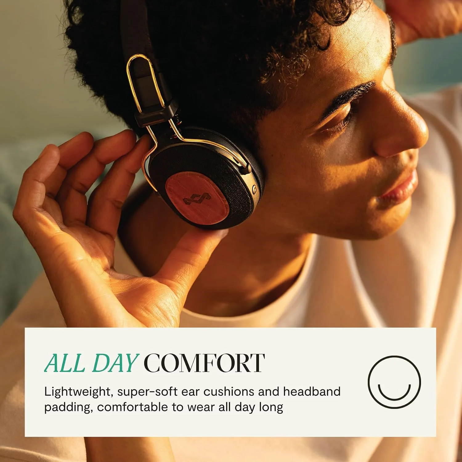 House of Marley Positive Vibration Riddim On-Ear Headphones, 50-Hour Playtime, Quick Charge, Crystal Clear Calls, Sustainable Bamboo (Rasta)