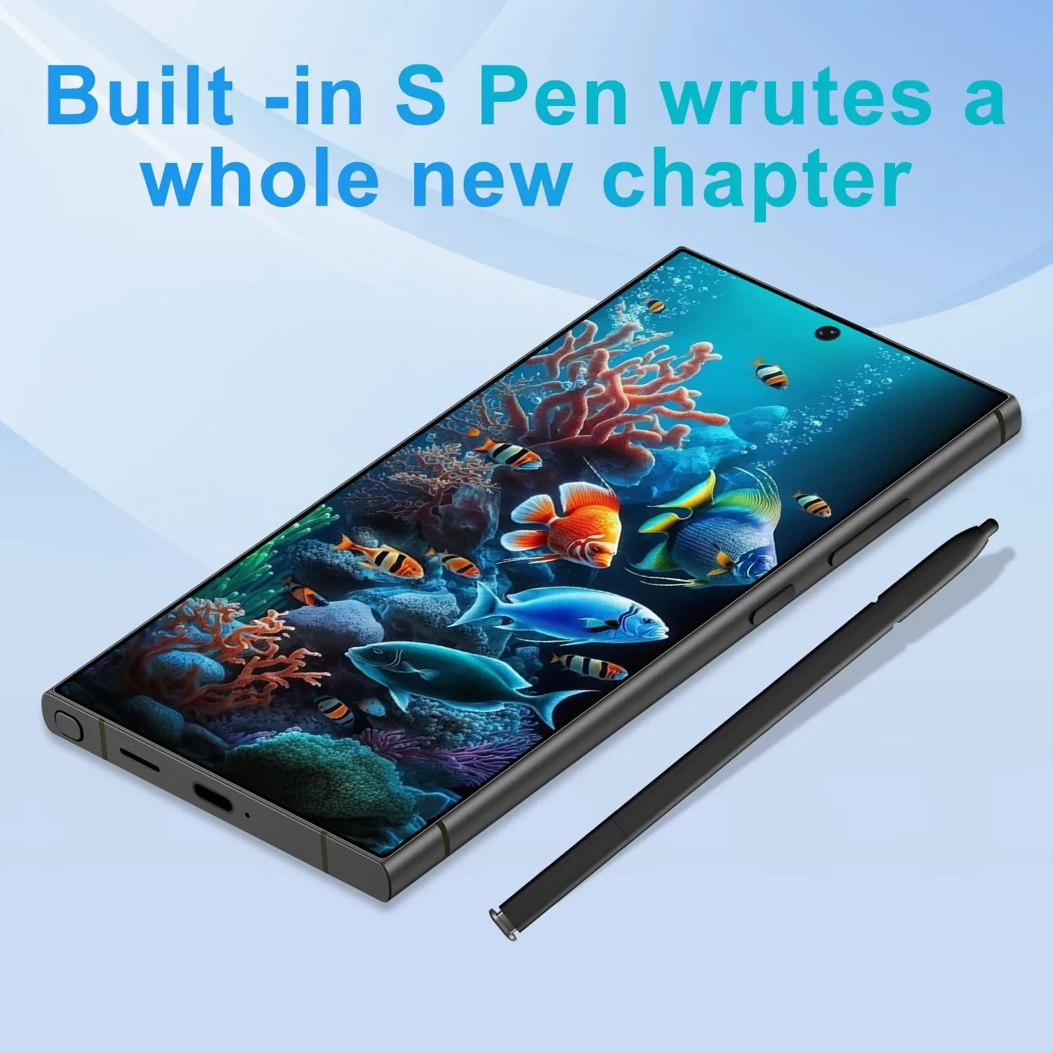 Unlocked Cell Phones Smartphone Android 13 Phones 8+256GB/6.8" HD Screen/Dual SIM/108MP+48MP Camera/6800 mAh/Built-in Pen (Blue)