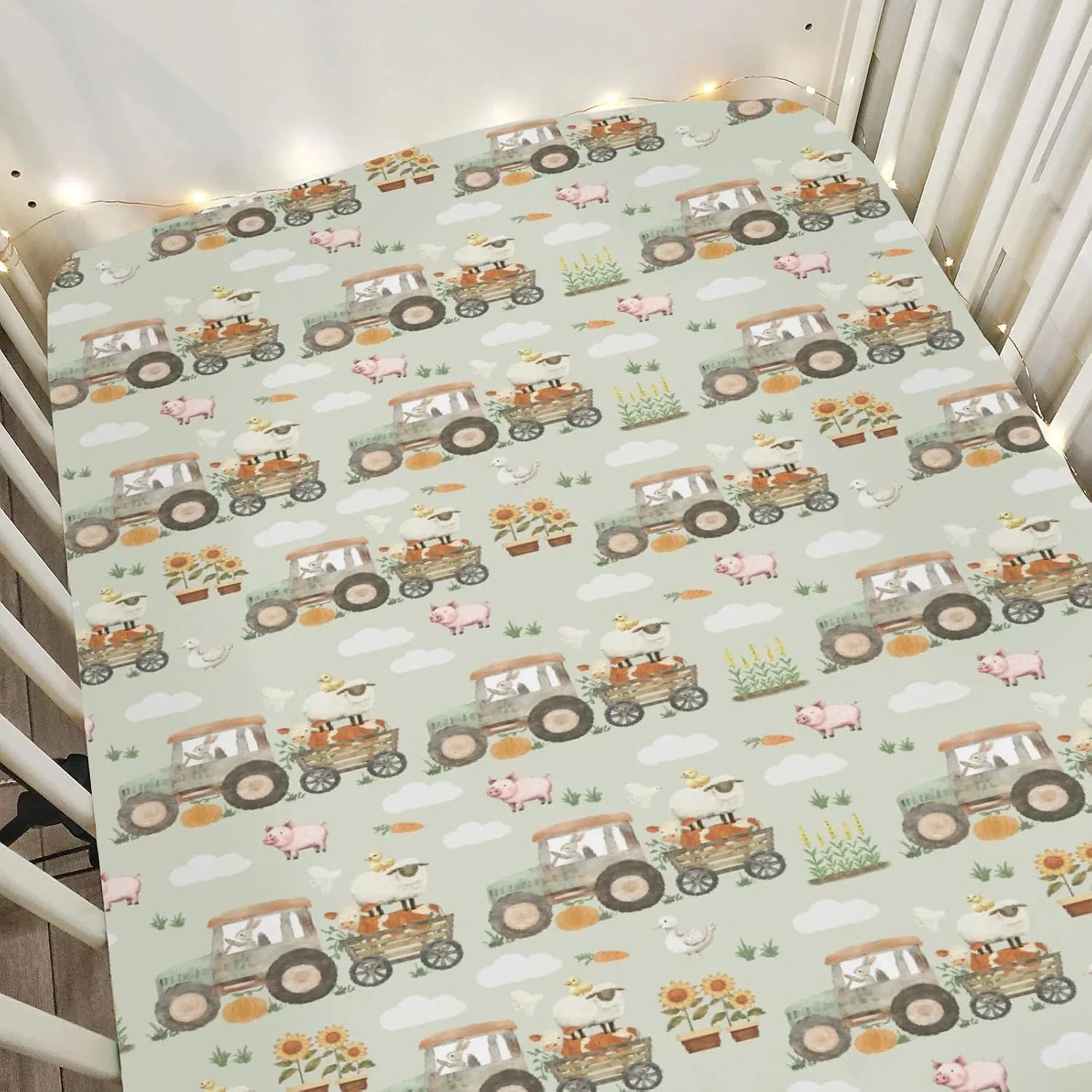 Sábana bajera para cuna Zoubqchy estampado granja 28x52 pulgadas