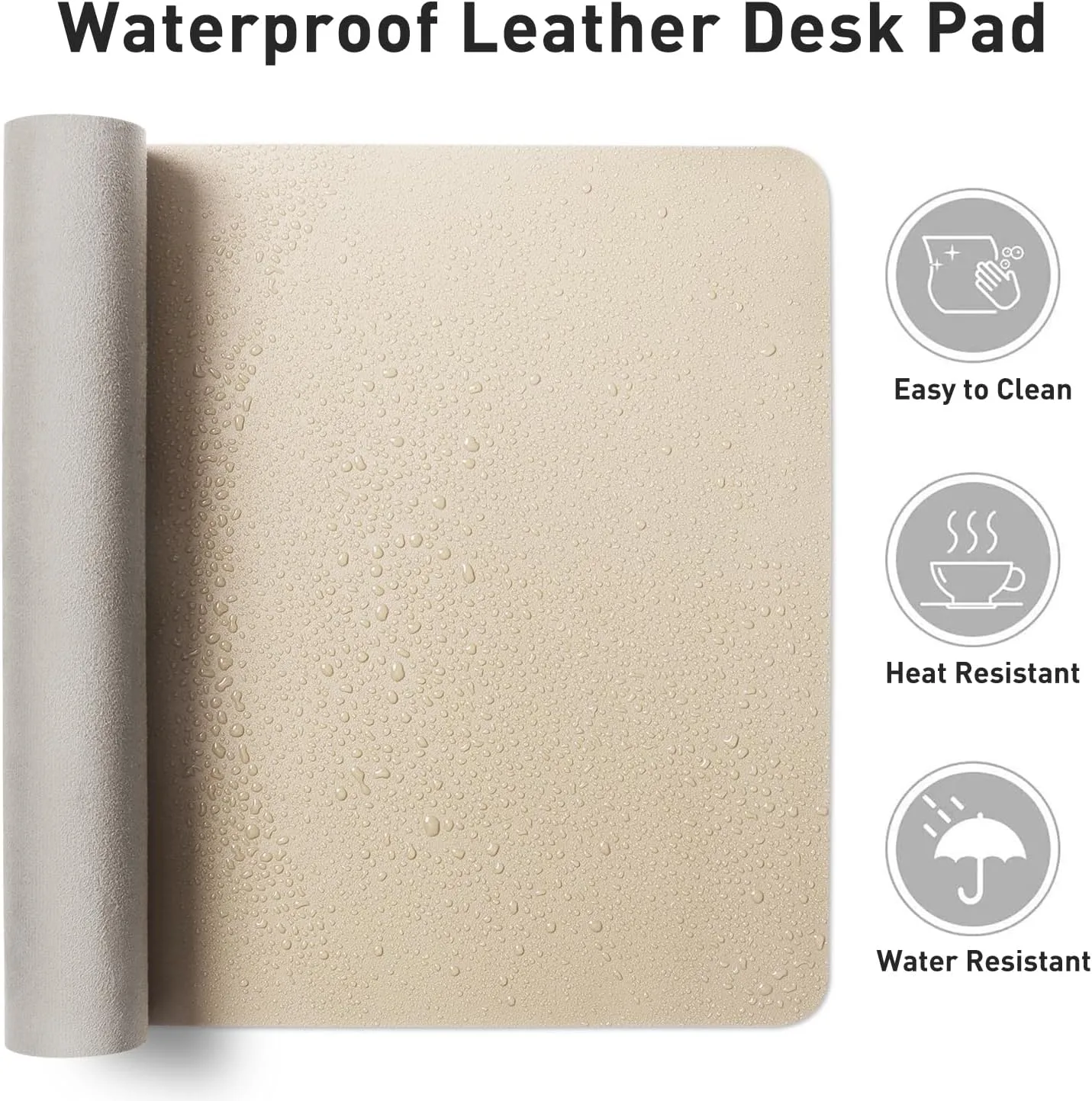 Aothia Non-Slip PU Leather Waterproof Laptop Desk Pad Protector, Blotter Mat, Writing and Mouse Pad for Office & Home, Beige, 23.6" x 13.7"