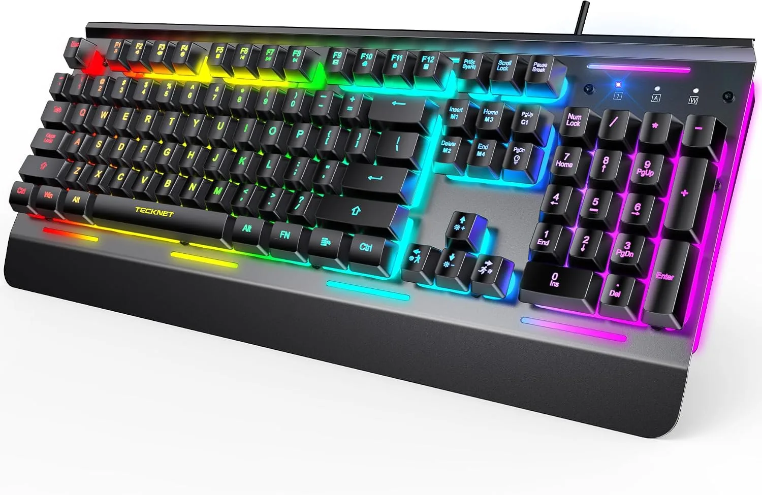 TECKNET Wired Gaming Keyboard, RGB Backlit Keyboard with Metal Panel Design