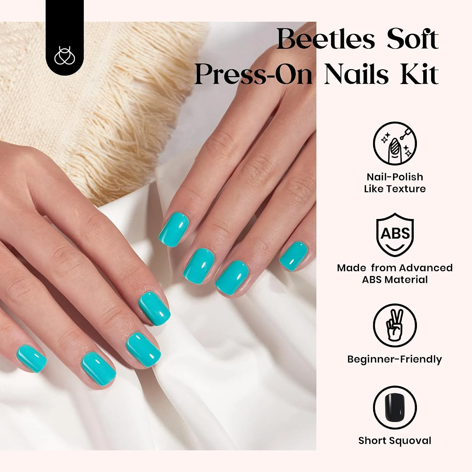 Beetles Press on Nails Kit - 576Pcs 24 Colors Short Square