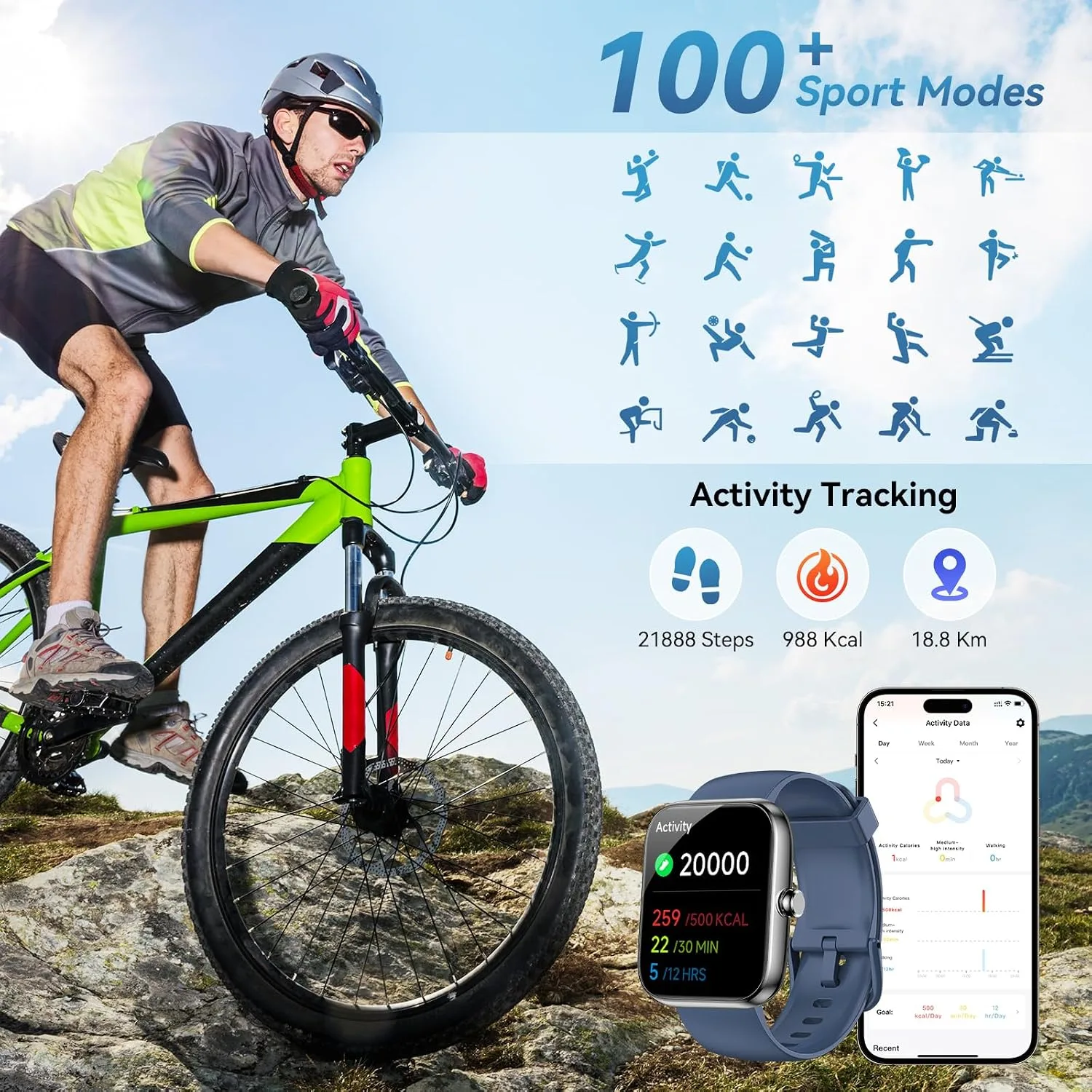 Smart Watch for Men Women with Alexa Built-in, Bluetooth Calling, 1.83'' HD Touch Screen Fitness Tracker with Heart Rate/Sleep Monitor, 120+ Sports Modes, IP68 Water-Resistant Watch for Android & iOS