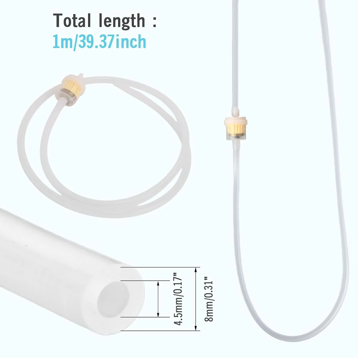 5PCS Microdermabrasion Filters + 1PCS 39" Silicone Tube, Replacement Filter Tube Set for Vacuum/Diamond Microdermabrasion Machines
