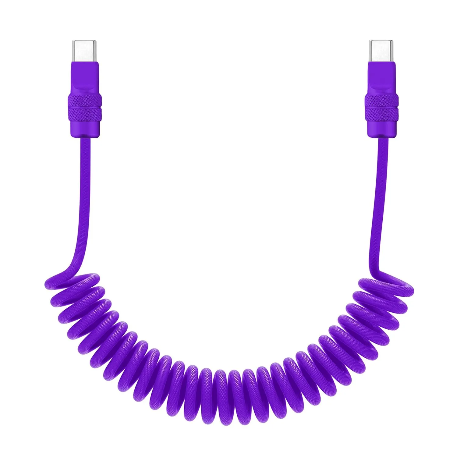 chubbycable USB C to C 240W Braided Coiled Charging Cable, All Purple, 6FT