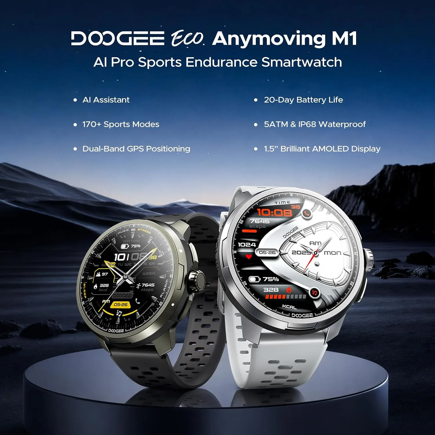 ANYMOVING M1 Smart Watches,Dual-Band GPS & 170+ Sports Modes
