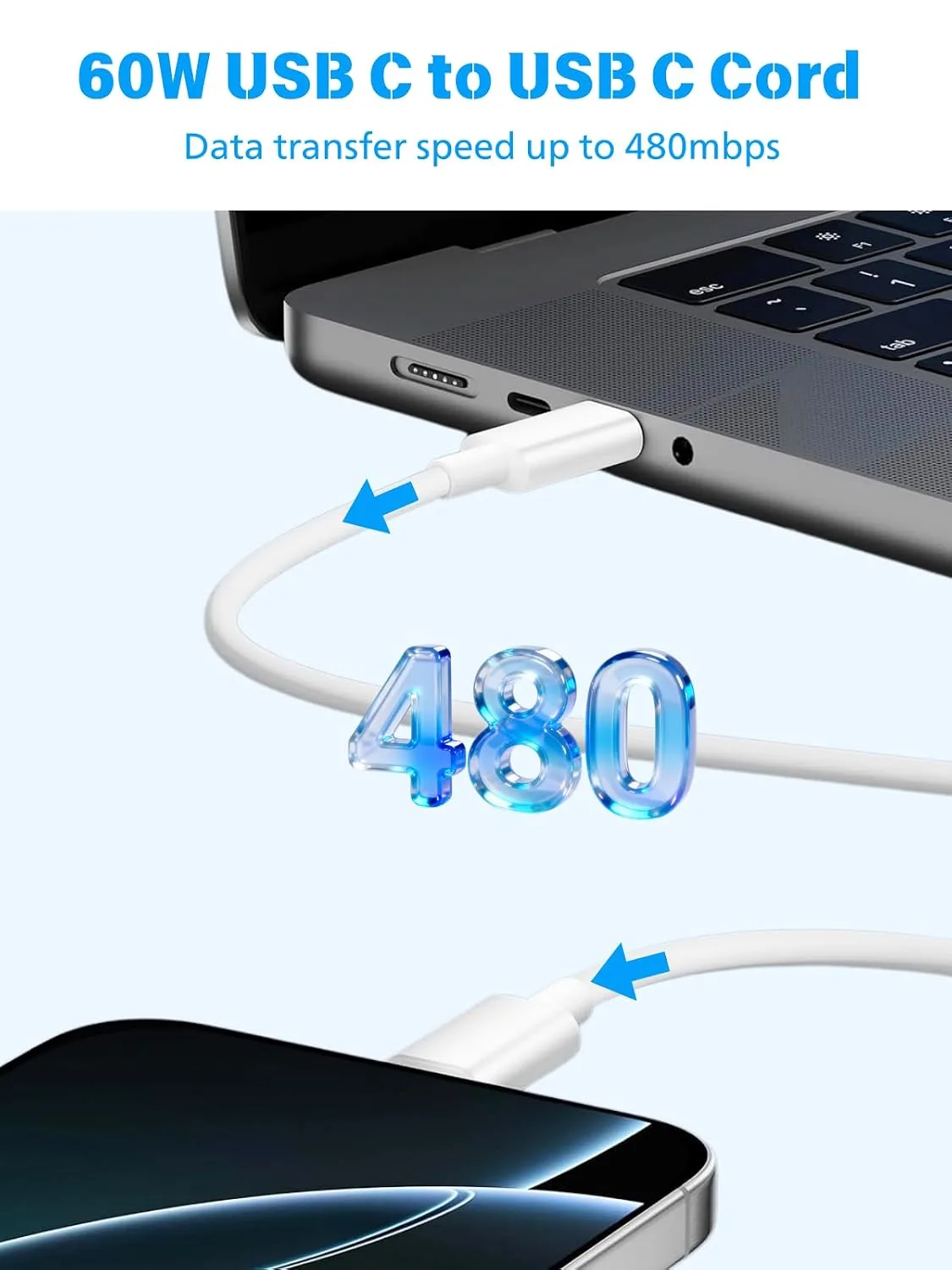 Mac Book Air Charger Fast Charging 30W USB C Power Adapter USB C Cable 10FT