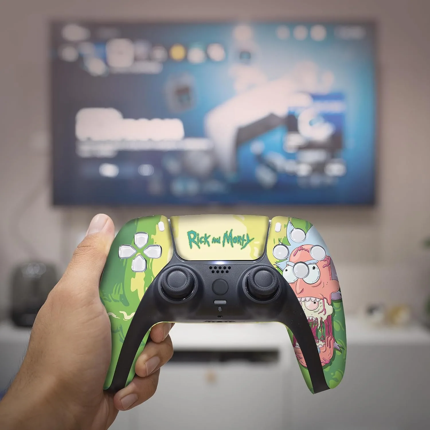 Riccky Mortty Custom PS-5 Controller Wireless compatible with Play-Station 5 Console by BCB Controllers | Proudly Customized in USA with Permanent HYDRO-DIP Printing (NOT JUST A SKIN)