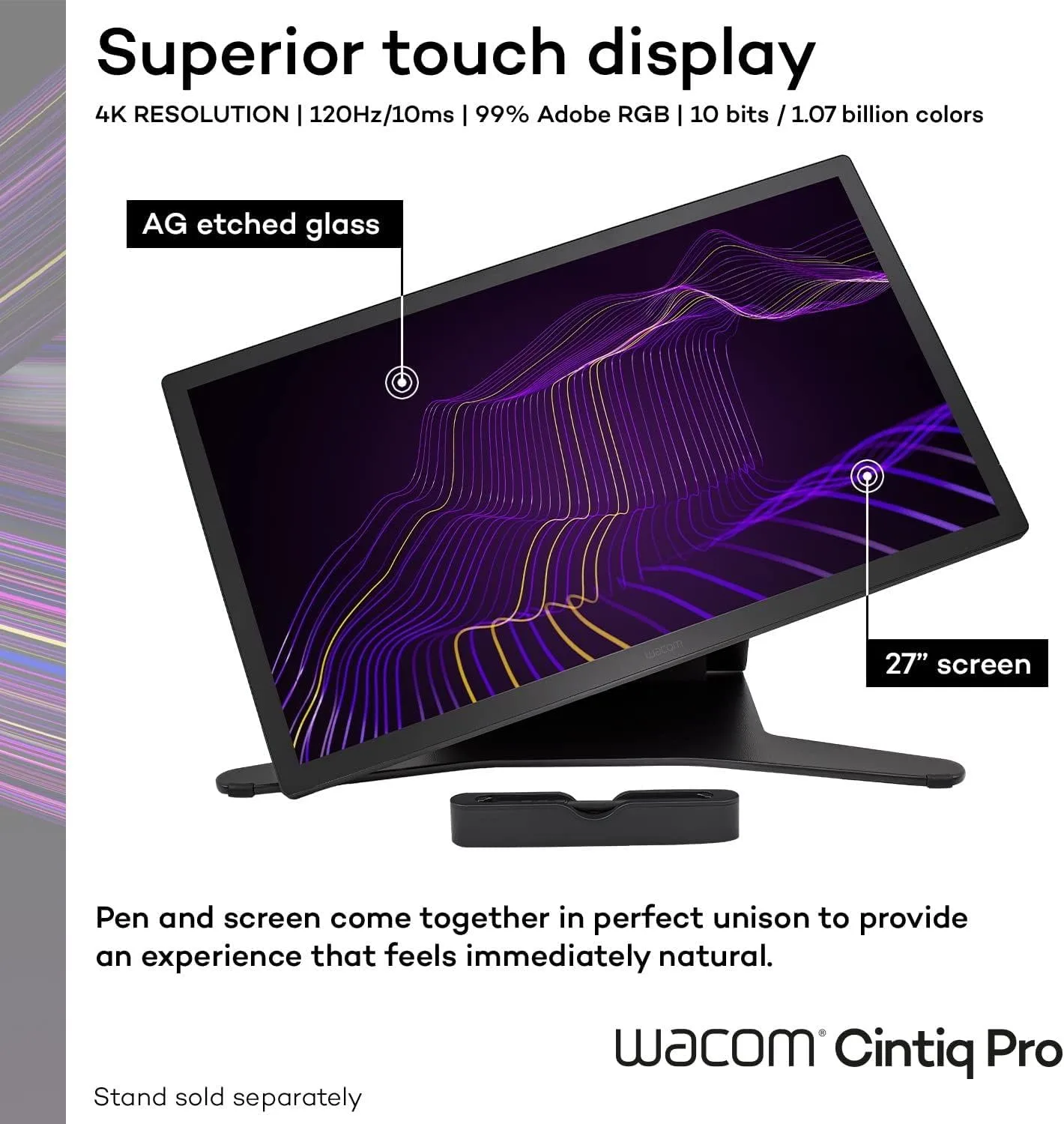 Wacom Cintiq Pro 27, Drawing Tablet with 4K 120 Hz Touchscreen & ProPen 3
