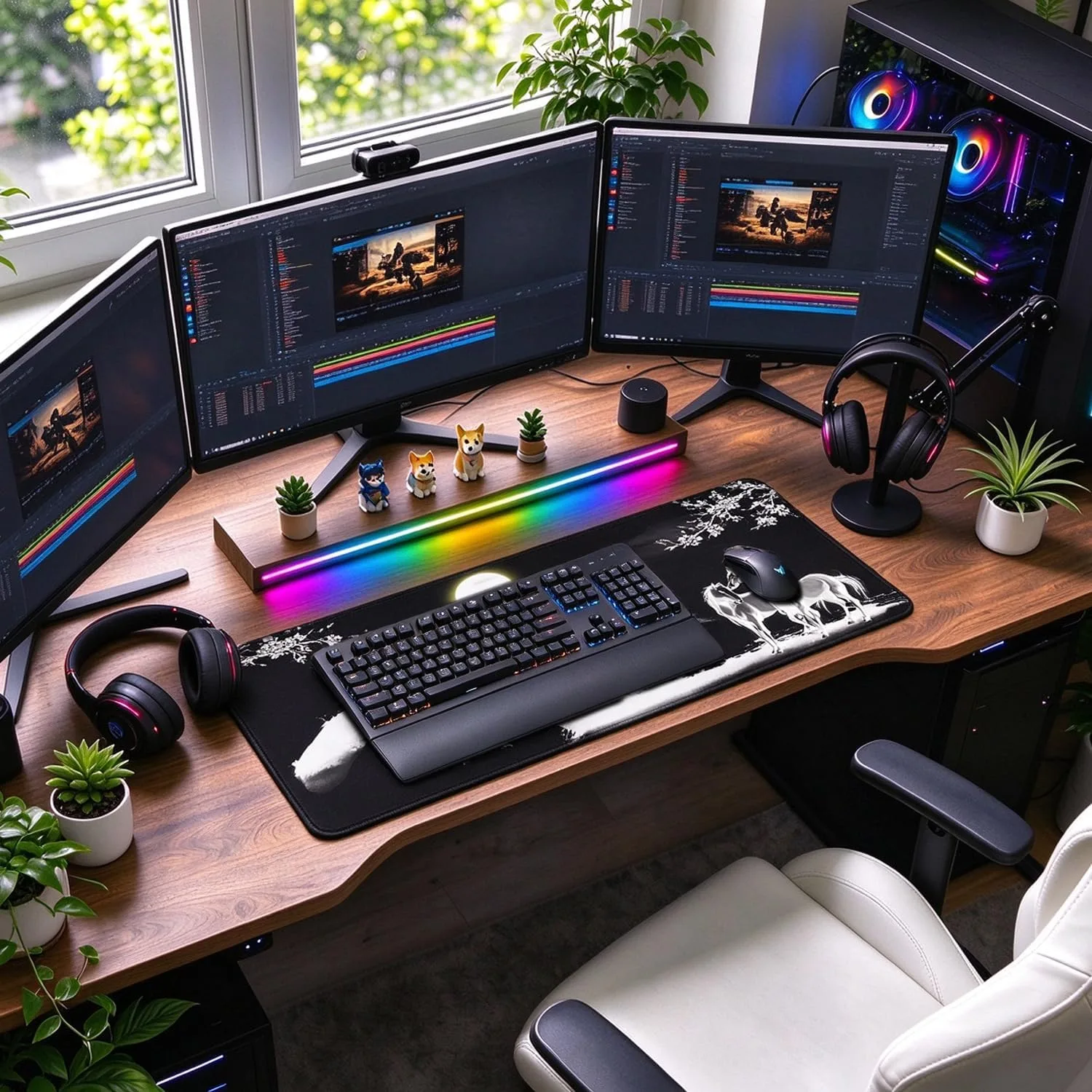 Large Mouse Pad, Waterproof Extra Large Mousepad with Stitched Edges, 31.5" x 15.7" Non-Slip Rubber Base Office Big Long Keyboard Pad for Office Gamer Home XXL, (Horse)