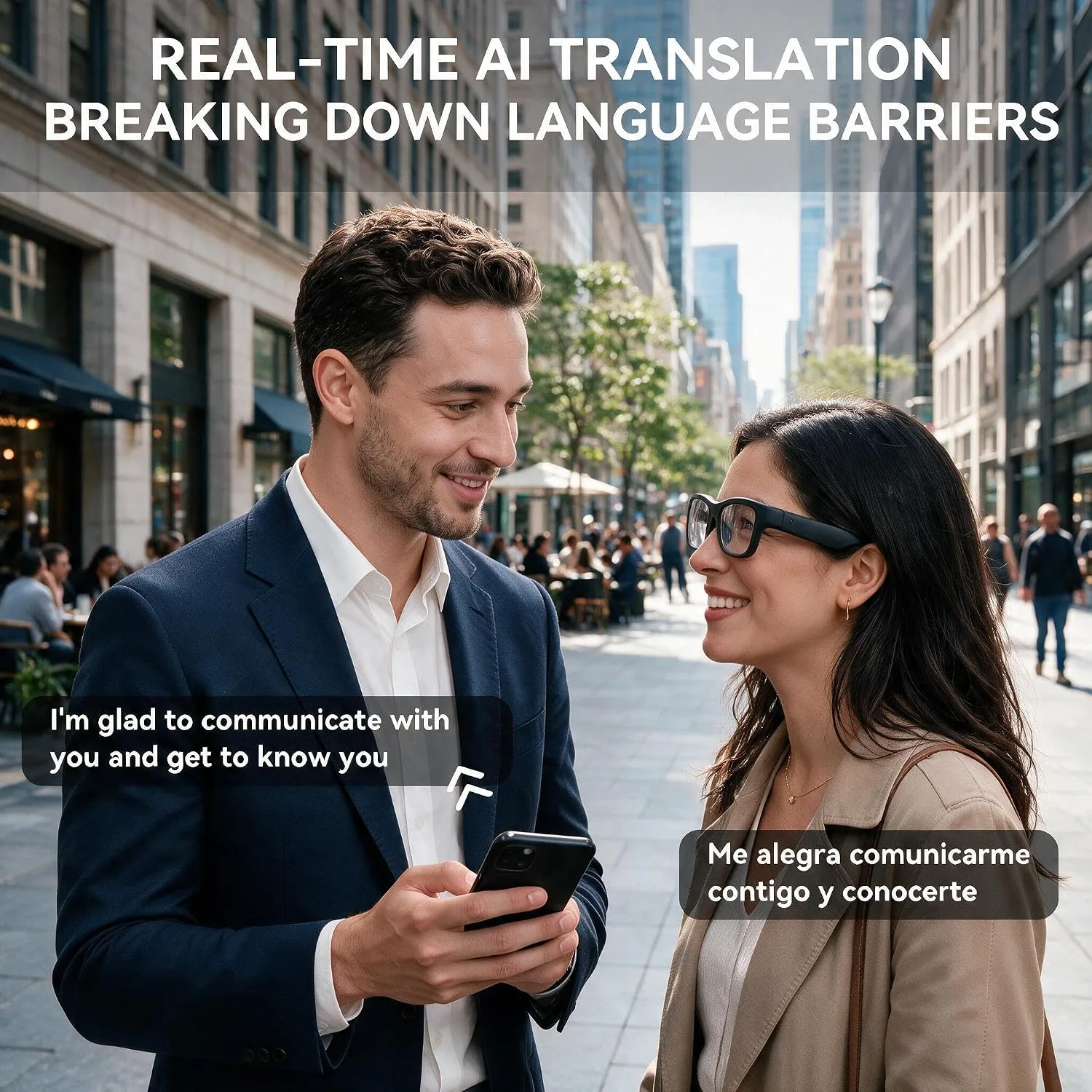 AI Smart Glasses with Camera, 8MP HD Bluetooth Camera Glasses for Women&Men
