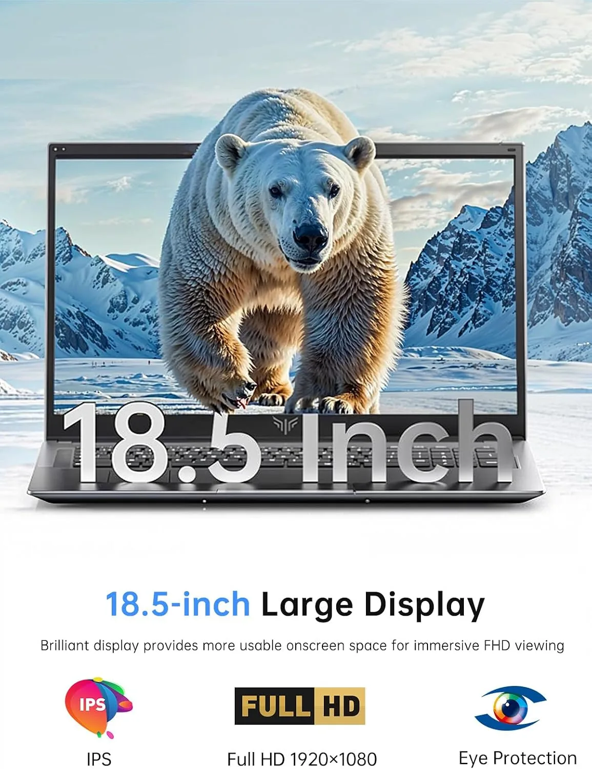 KAIGERR 18.5 inch Light Gaming Laptop, ΑΜD Ryzen 7430U, 16GB RAM 512GB SSD