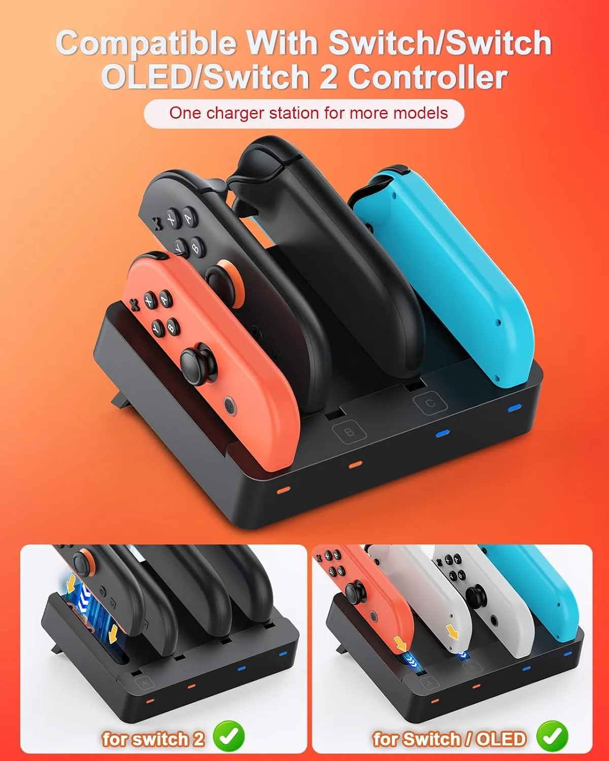 FYOUNG [Switch 2/1 Both] Controller Charger, Charging Dock for JoyCon 2