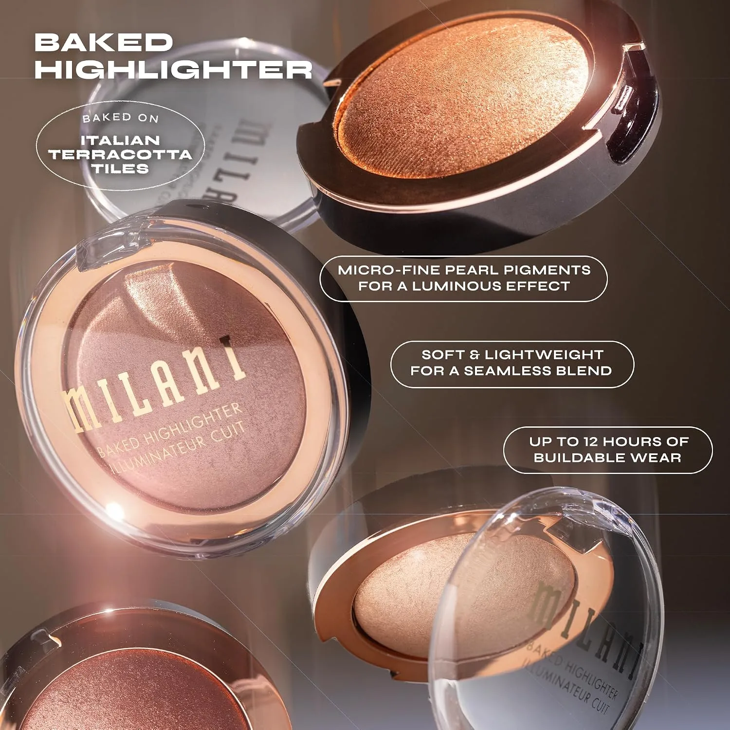 Milani Baked Highlighter, Highlight Powder for Cheeks - Champagne D'oro