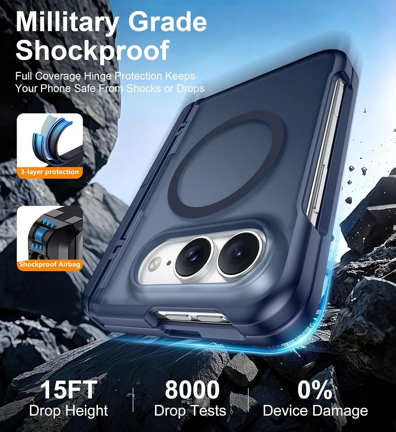 SPIDERCASE Magnetic for iPhone Duo Case, with Stand, Blue