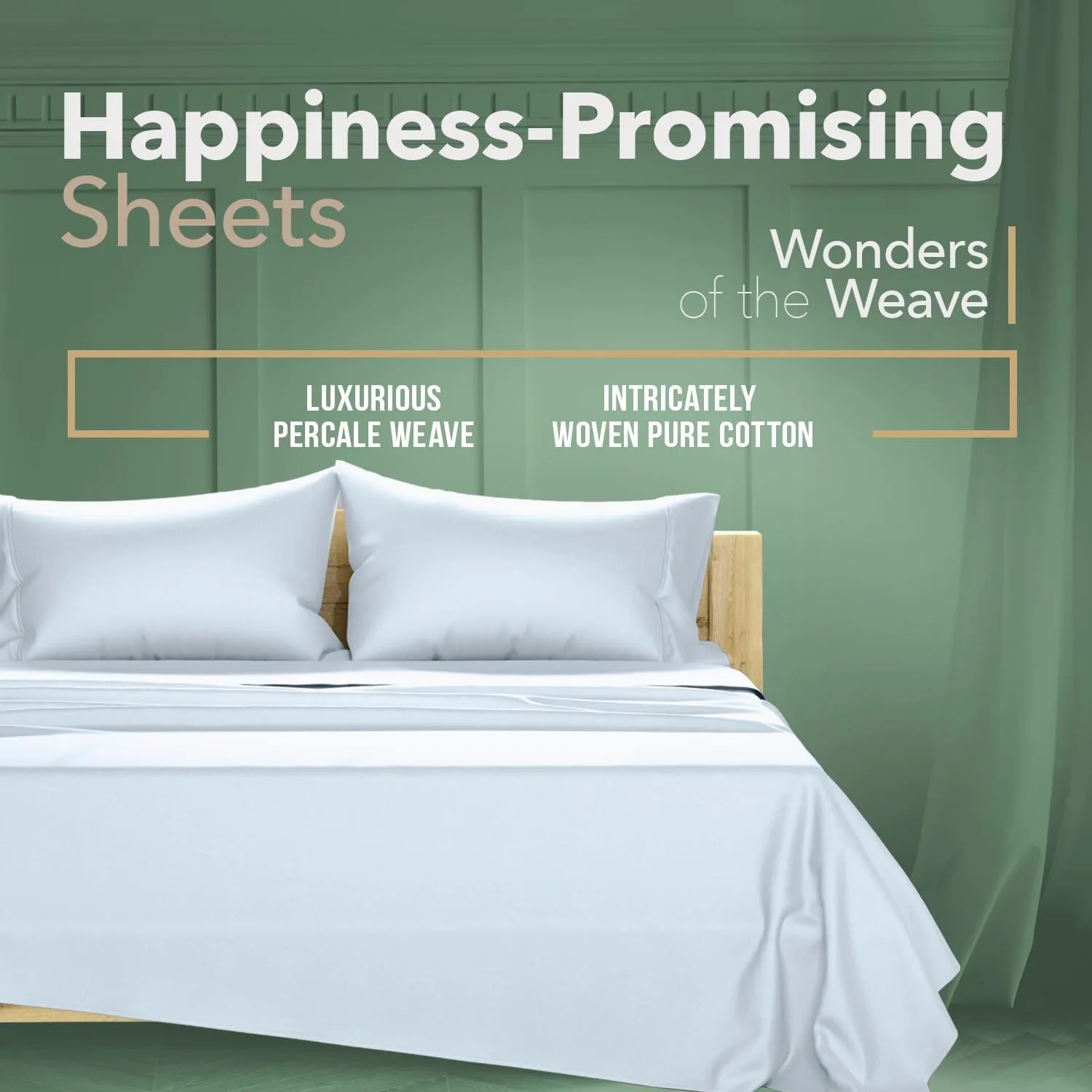 TEXAS LINEN CO. 100% Organic Cotton Sheets King Size - 4 PC Organic Cotton King Percale Weave Sheet Set, Soft, Cooling, Crisp & Breathable, 16" Deep Pocket Hotel Quality Bedding Set - Light Blue