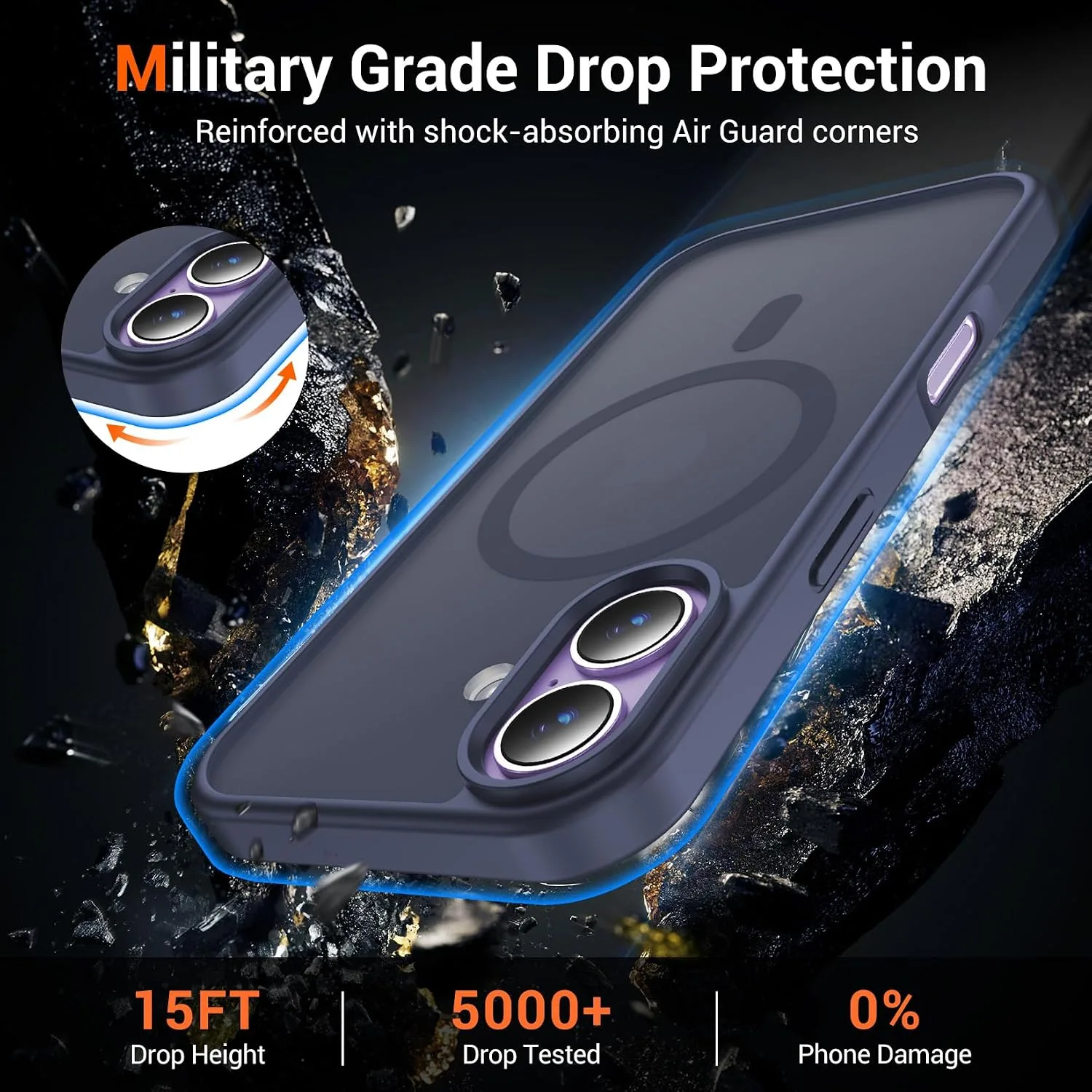 Temdan for iPhone 17 Case with Screen Protector Dark Purple