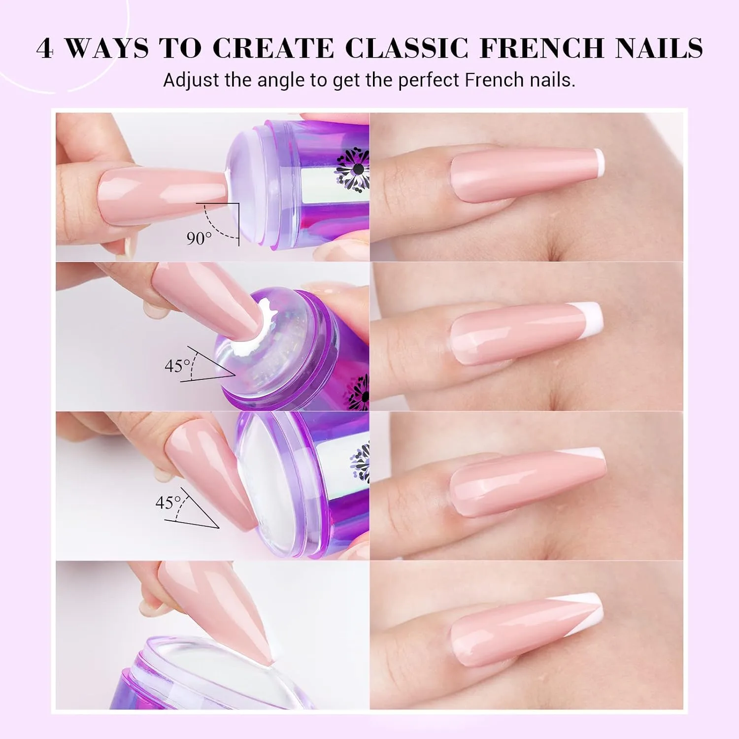 SAVILAND French Tip Tool 4PCS Silicone Nail Stamper Laser Purple