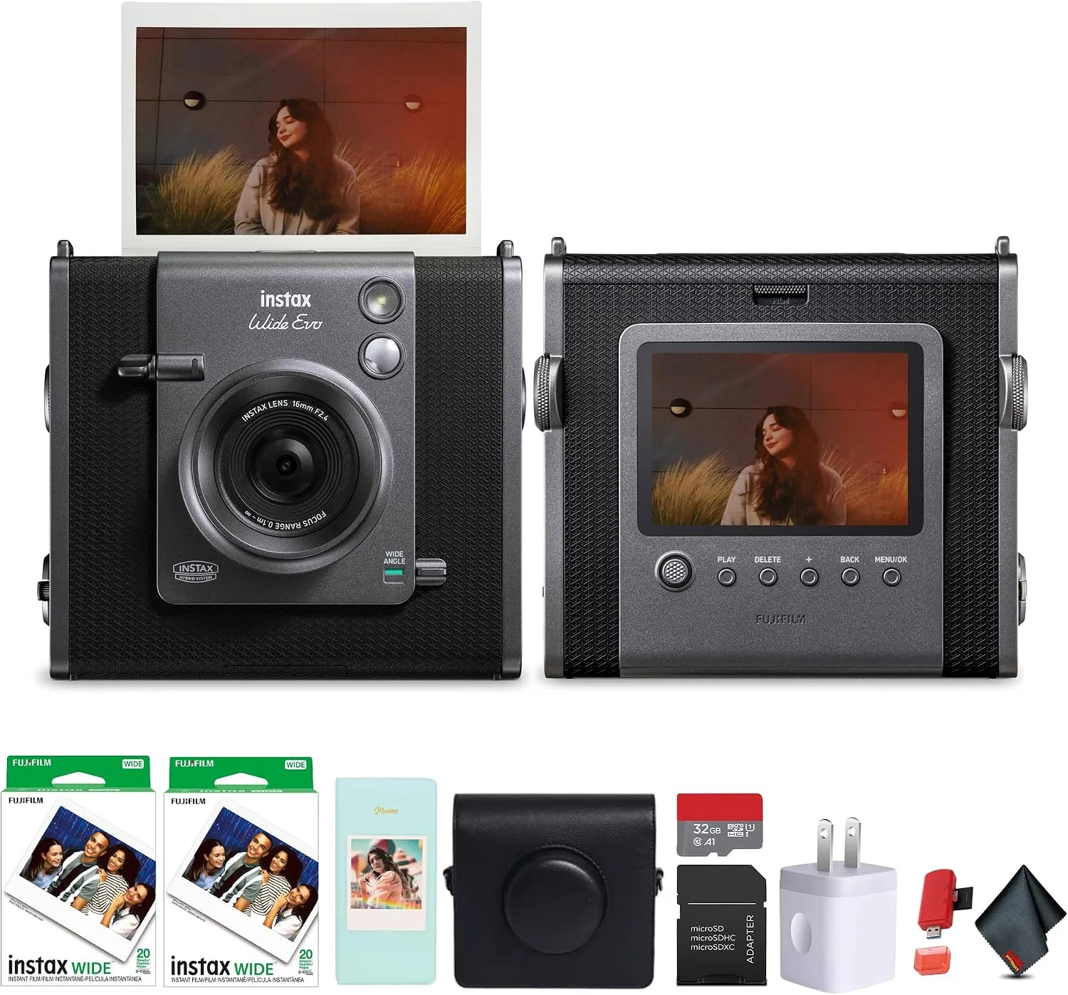 FUJIFILM INSTAX Wide Evo Hybrid Instant Camera 40-Exposure Bundle