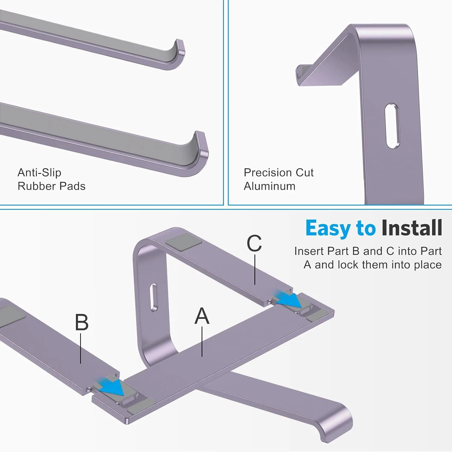 OMOTON Laptop Stand, Detachable Mount for MacBook Air/Pro Dell HP Purple