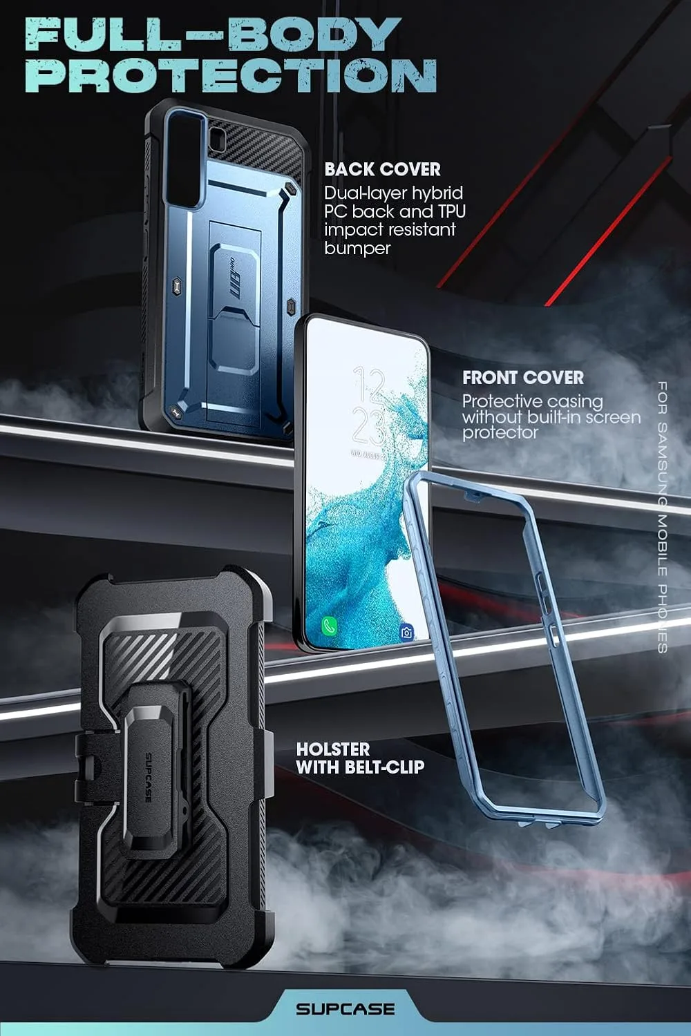 SUPCASE for Samsung Galaxy S22 Case with Built-in Kickstand, Blue