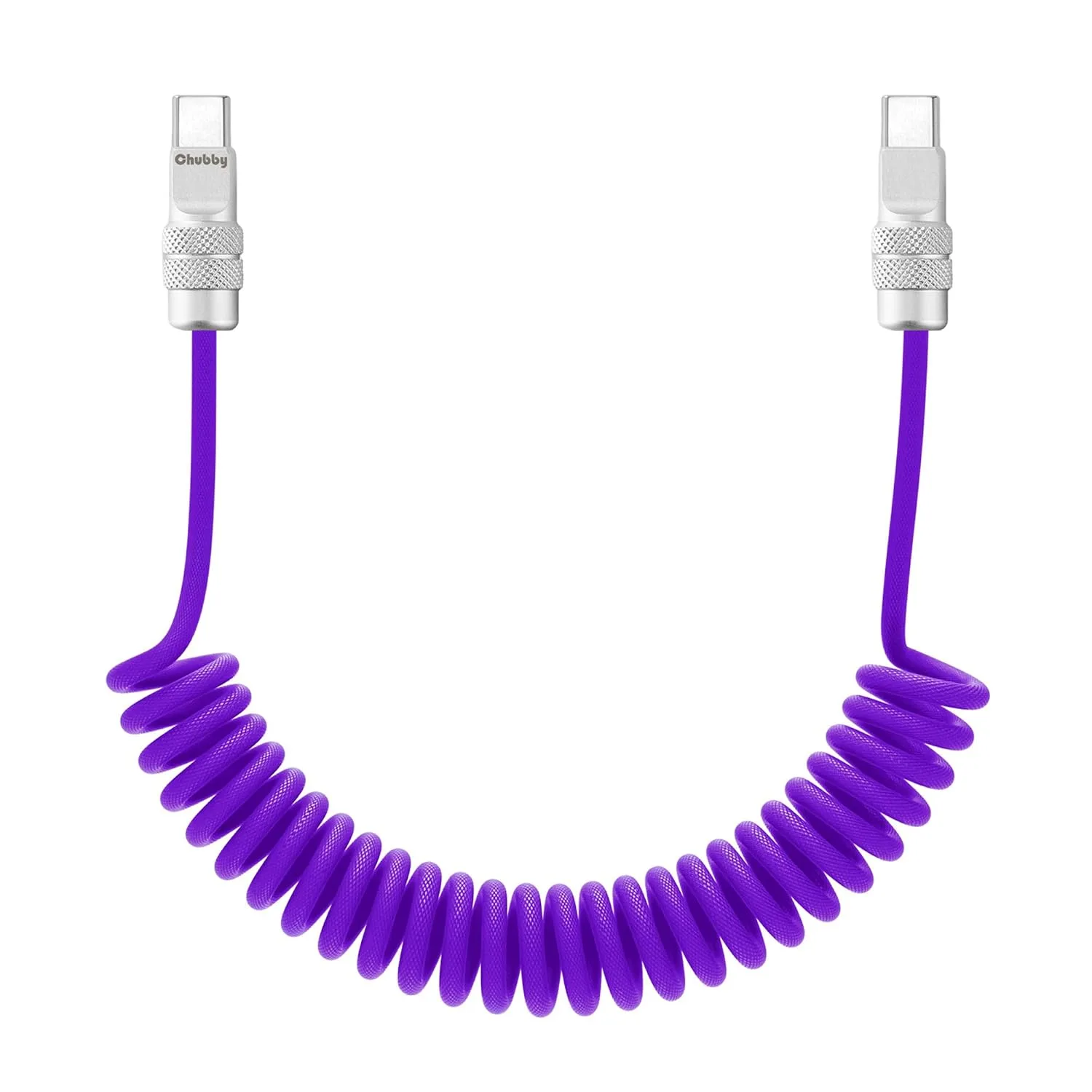 chubbycable USB C to C 240W Braided Coiled Charging Cable, Purple, 6FT