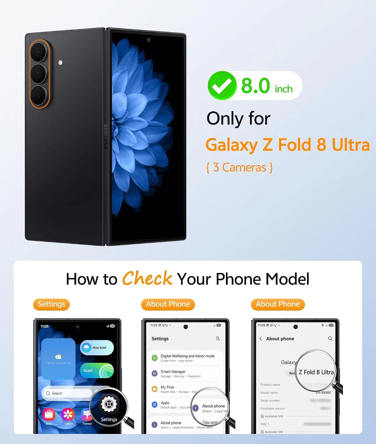 for Samsung Galaxy Z Fold 8 Ultra Phone Case, 8.0”