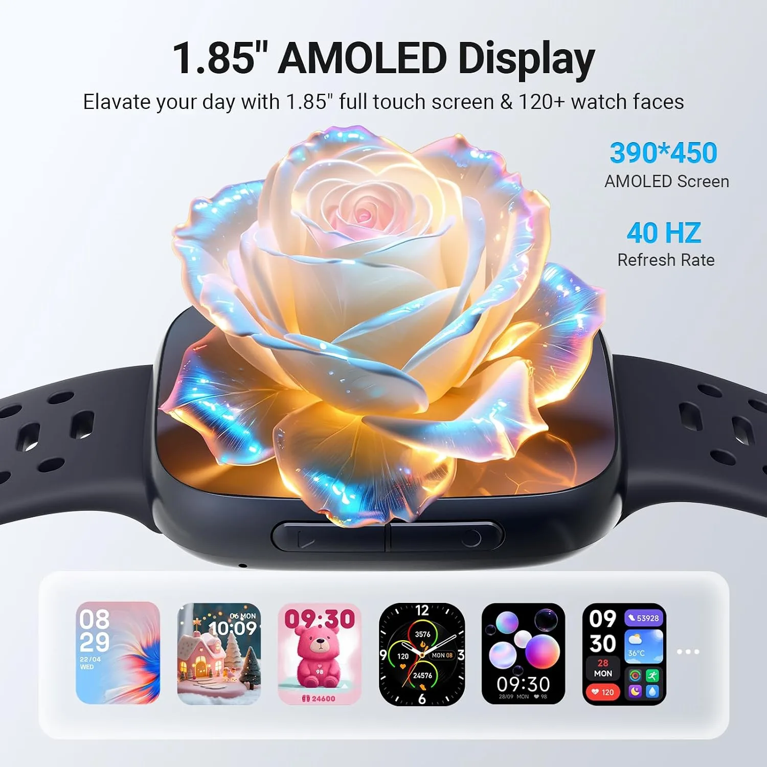 Smart Watches for Men Android iPhone (2 Bands), 1.85" AMOLED Screen Smartwatch Fitness Tracker 3ATM Waterproof with Bluetooth Calls, AI Control, Heart Rate/SpO2/Sleep Monitor, 7 Days Battery