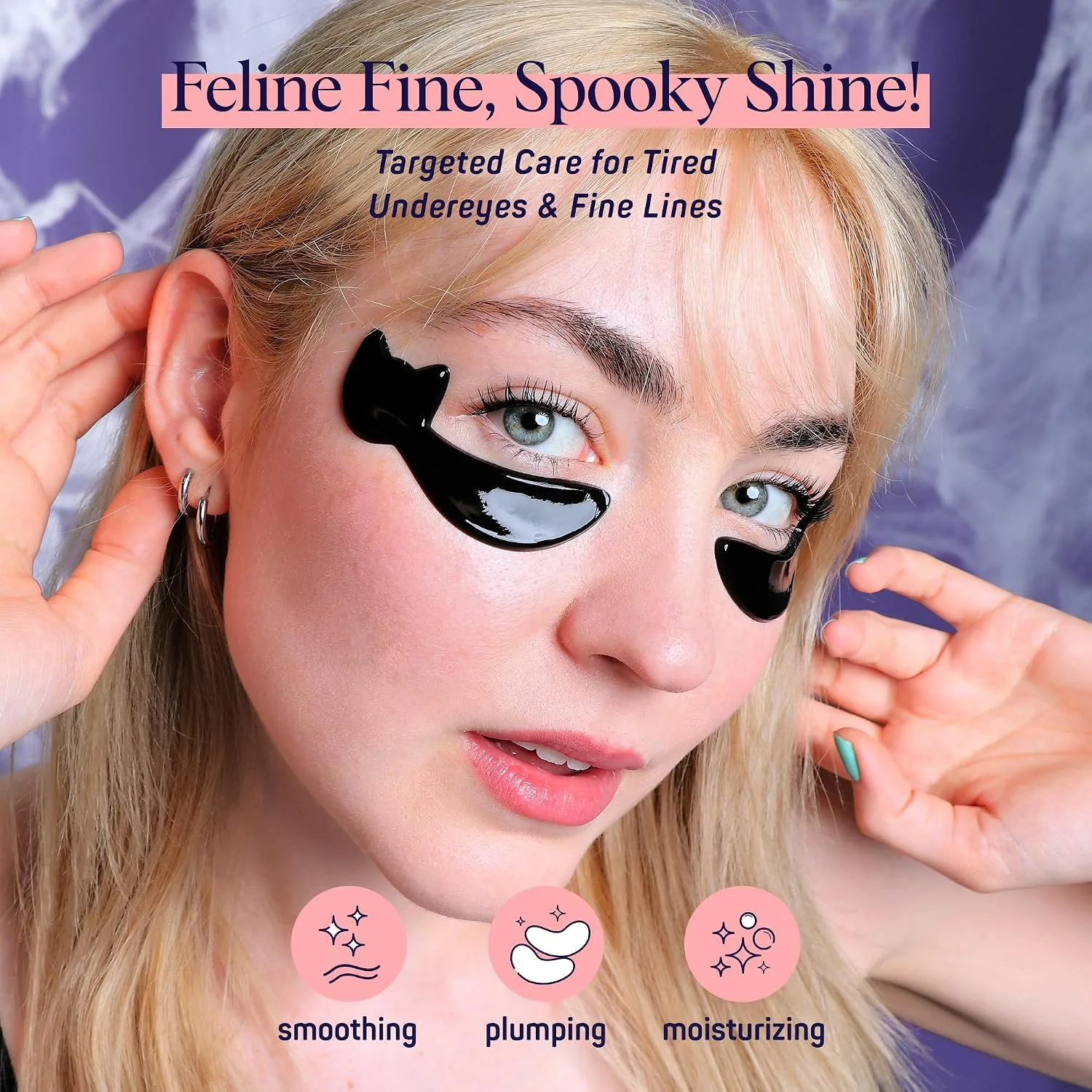 SpaLife Cat Smoothing Korean Eye Patches | Halloween Gifts For Girlfriend | Eye Patches for Puffy Eyes and Dark Circles | Gothic Cat Gifts & Adult Boo Basket Stuffers for Women | Pack of 6 Pairs