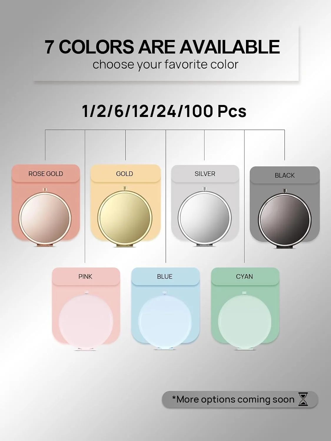 Compact Mirror, 1x/2x Magnification Pocket Mirror, Black