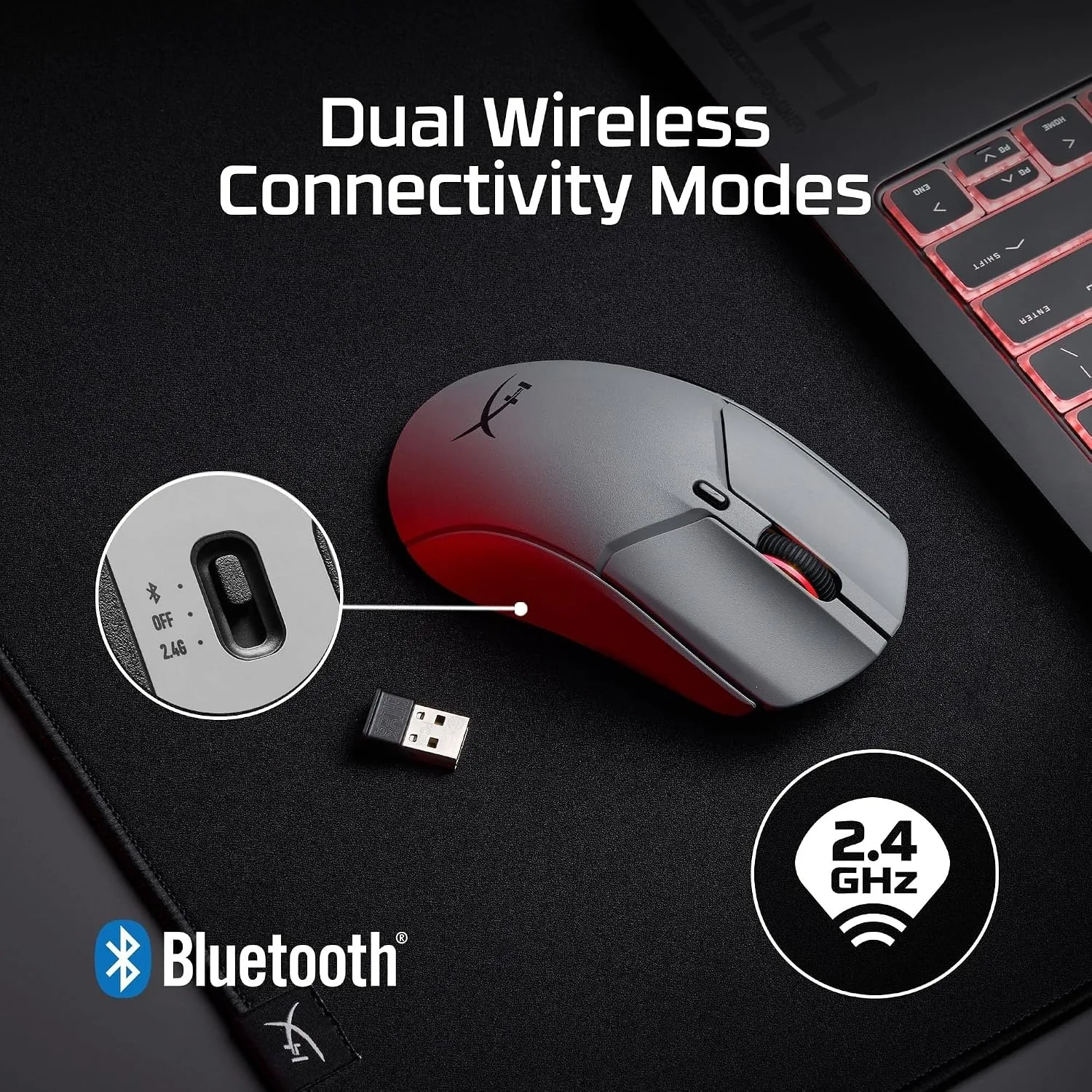 HyperX Pulsefire Haste 2 Pro 4K Wireless Gaming Mouse for PC, 4k Polling, Rechargeable 90 Hour Battery, Lightweight 61g, 26K Sensor, 2.4GHz, Bluetooth, Slate Grey