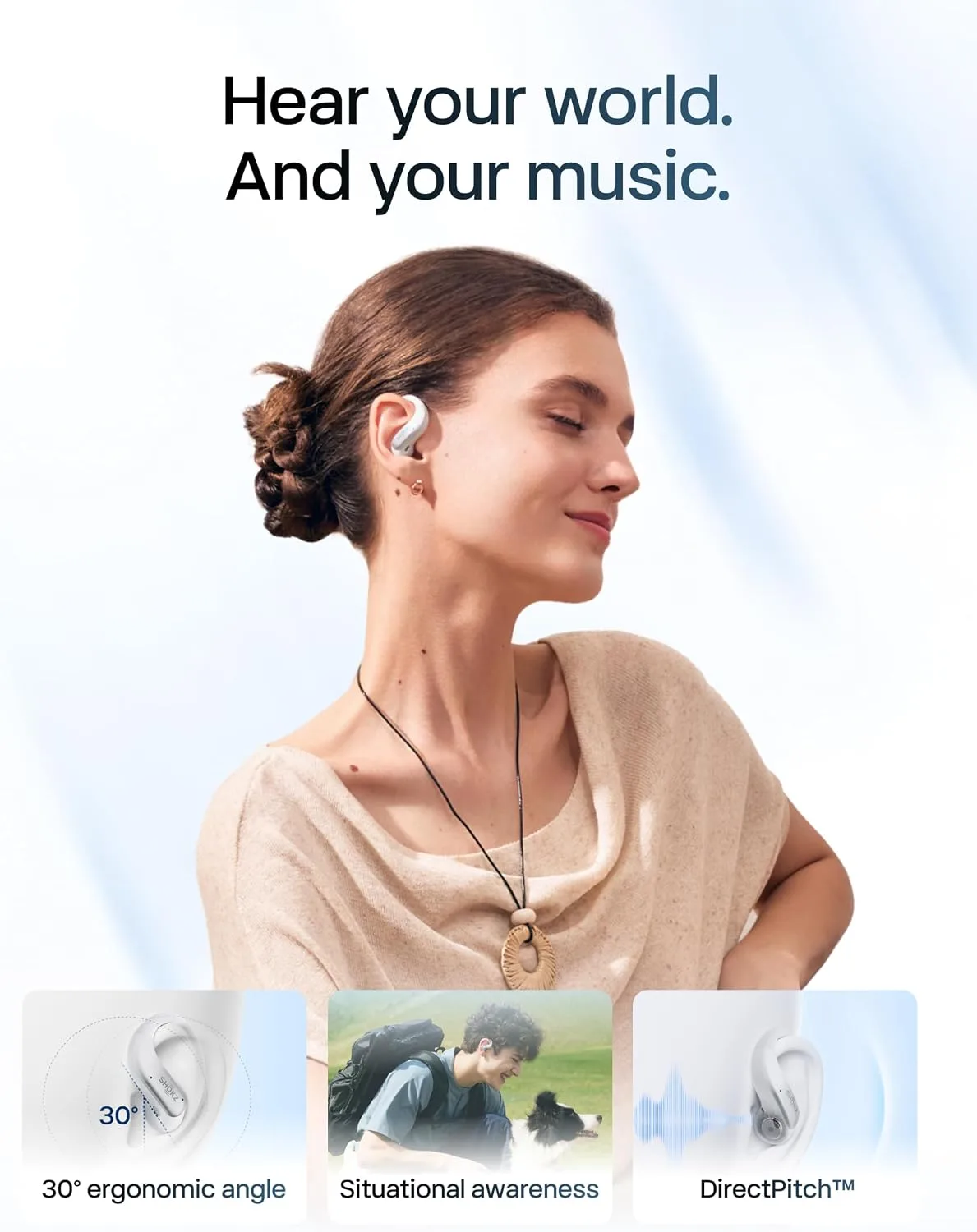 SHOKZ OpenFit Air 2, Open Earbuds, Black, Water Resistant, Secure Earhooks