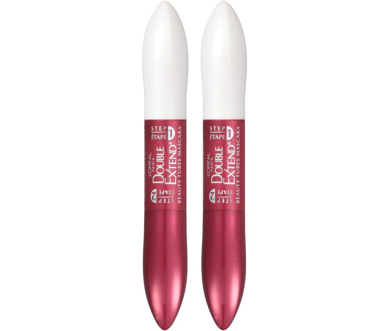 L'Oreal Paris Makeup Double Extend Tubing Mascara, Lengthening 2 Step Mascara, Smudgeproof, Blackest Black, Pack of 2