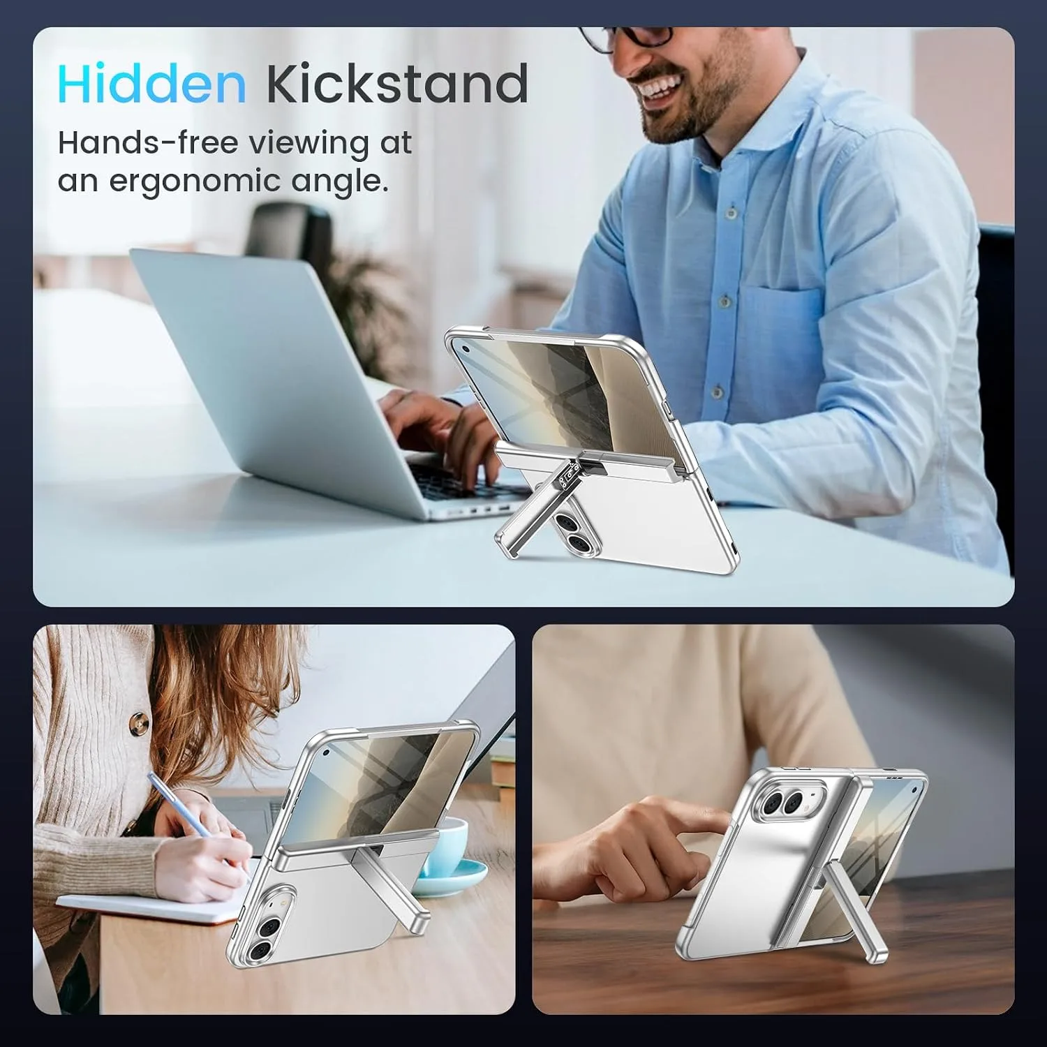 Magnetic for iPhone Duo Case with Screen Protector & Hidden Kickstand
