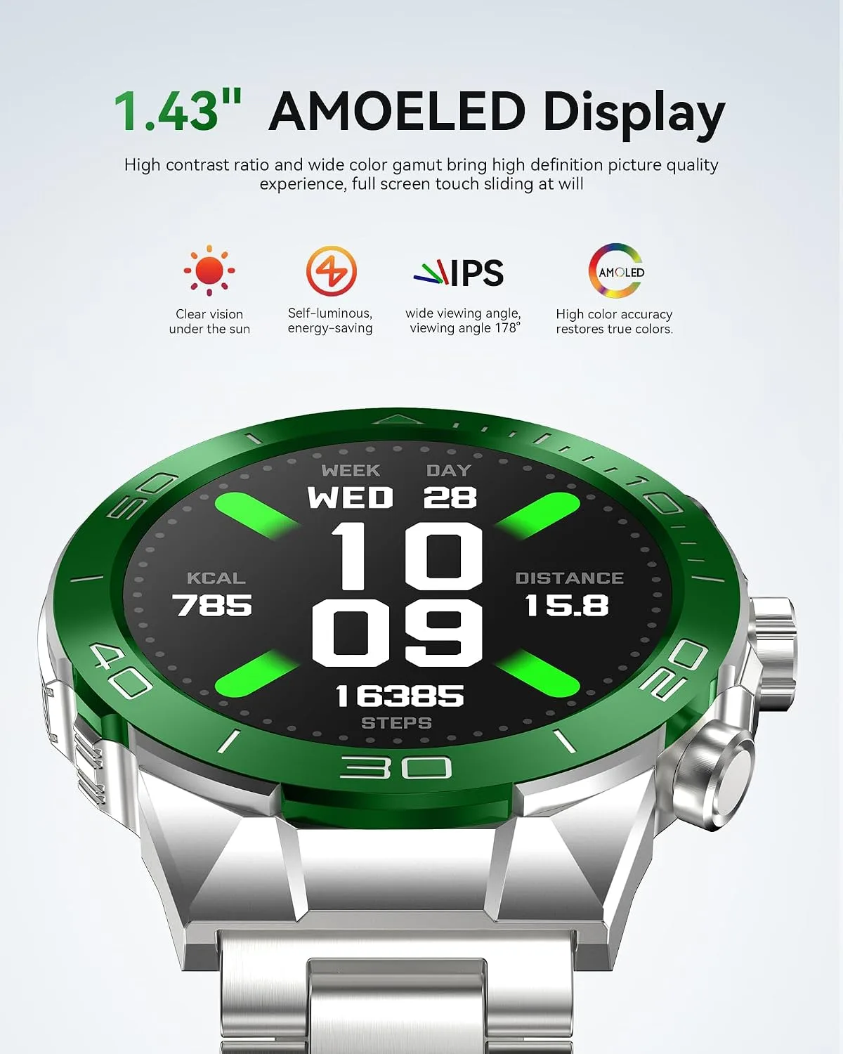 SOUYIE Military Rugged Smart Watch for Men 1.43" AMOLED Bluetooth Calling