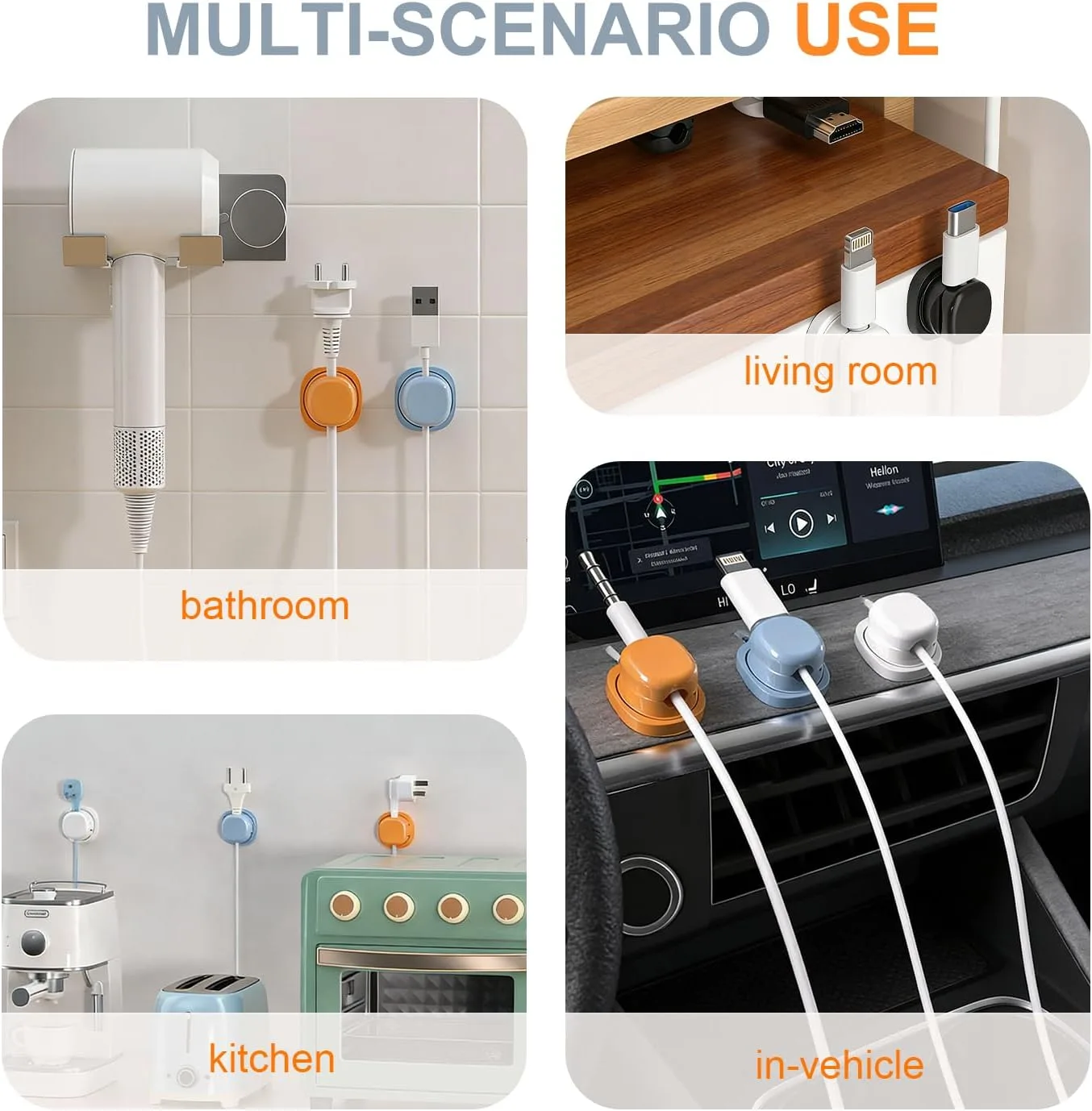 Cord Organizer Holder，Rotatable Desk Cable Managemen，Desk Organizer