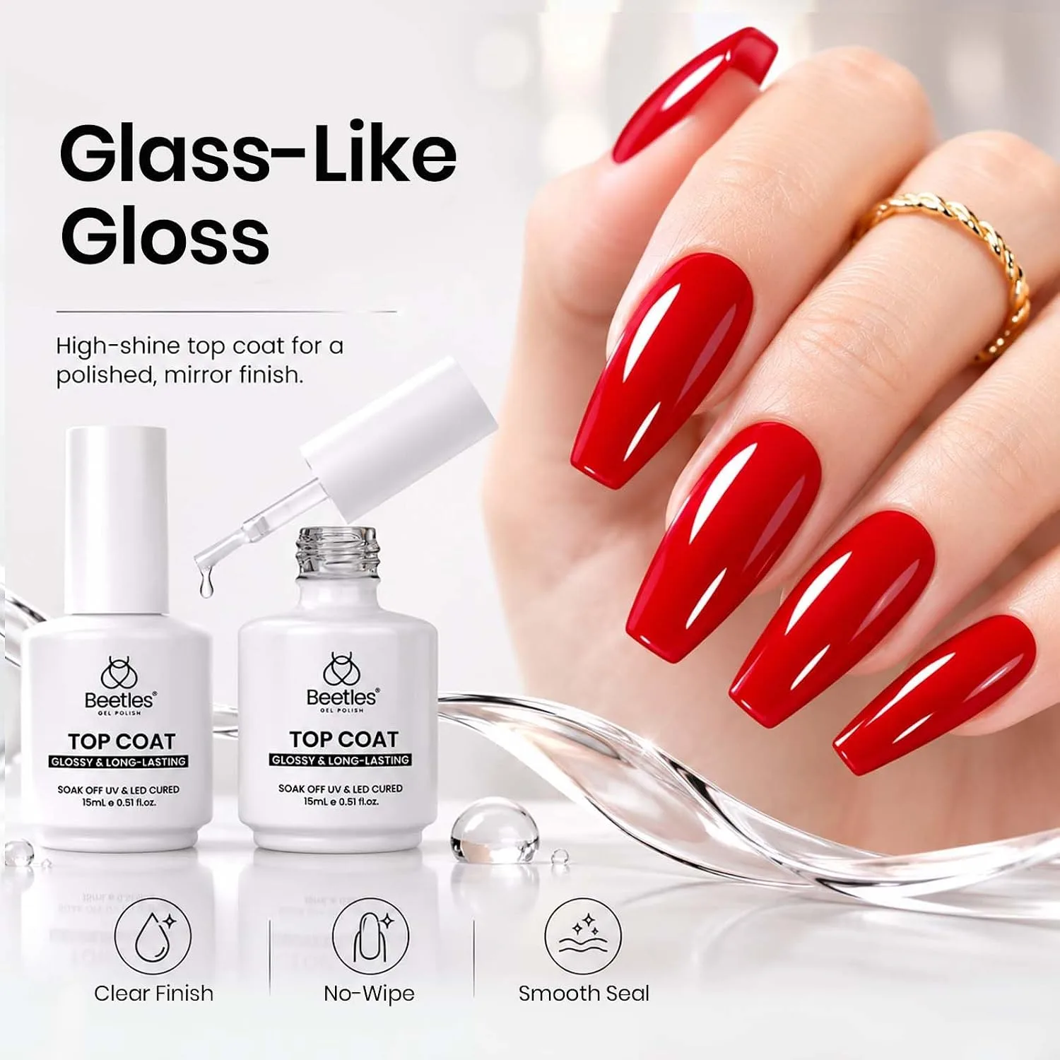 Beetles Extra Glossy No Wipe Gel Top Coat 2 Pcs 15 ml