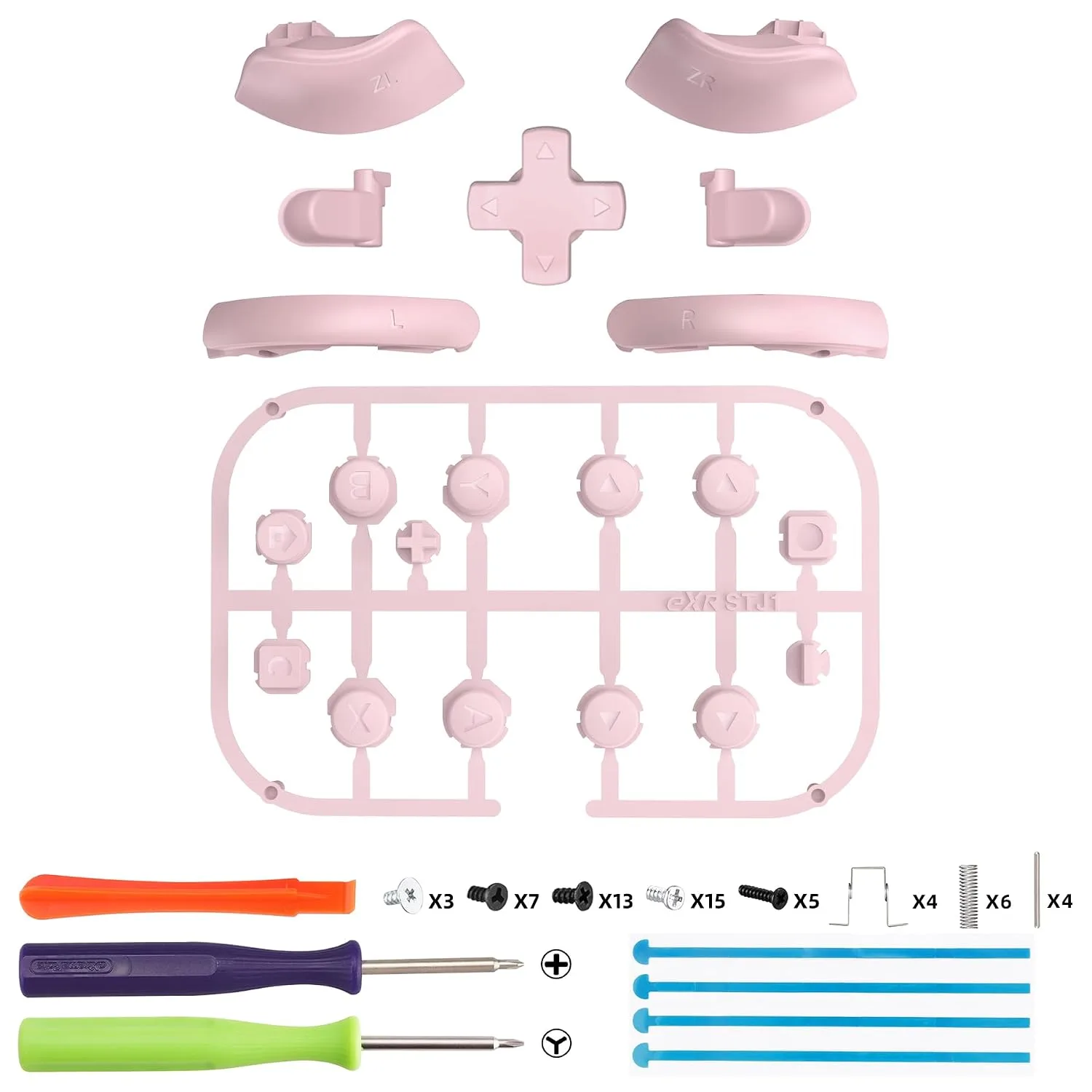 eXtremeRate DIY Replacement Full Set Buttons for Joycon 2, Custom ABXY Direction Keys Dpad + - C Home Capture Release L R ZR ZL Trigger Buttons for Nintendo Switch 2 Controller - Cherry Blossoms Pink