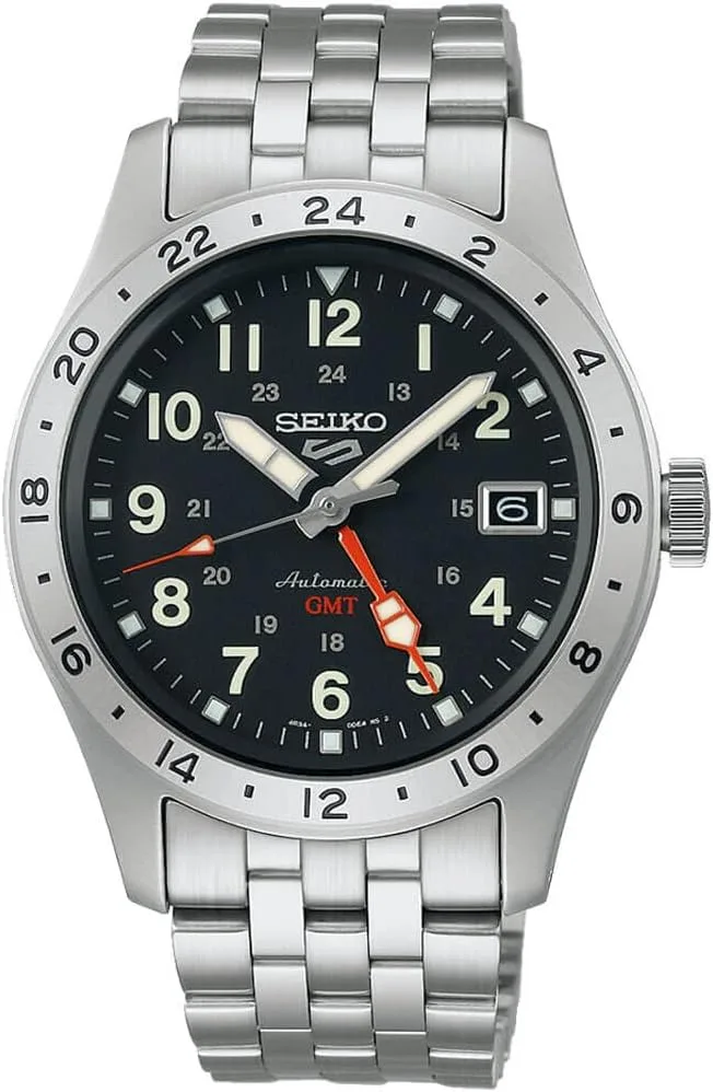 SEIKO Automatic Watch for Men - 5 Sports Collection - Men's Sport Watch, Stainless Steel, GMT Hand - Water-Resistant 100M