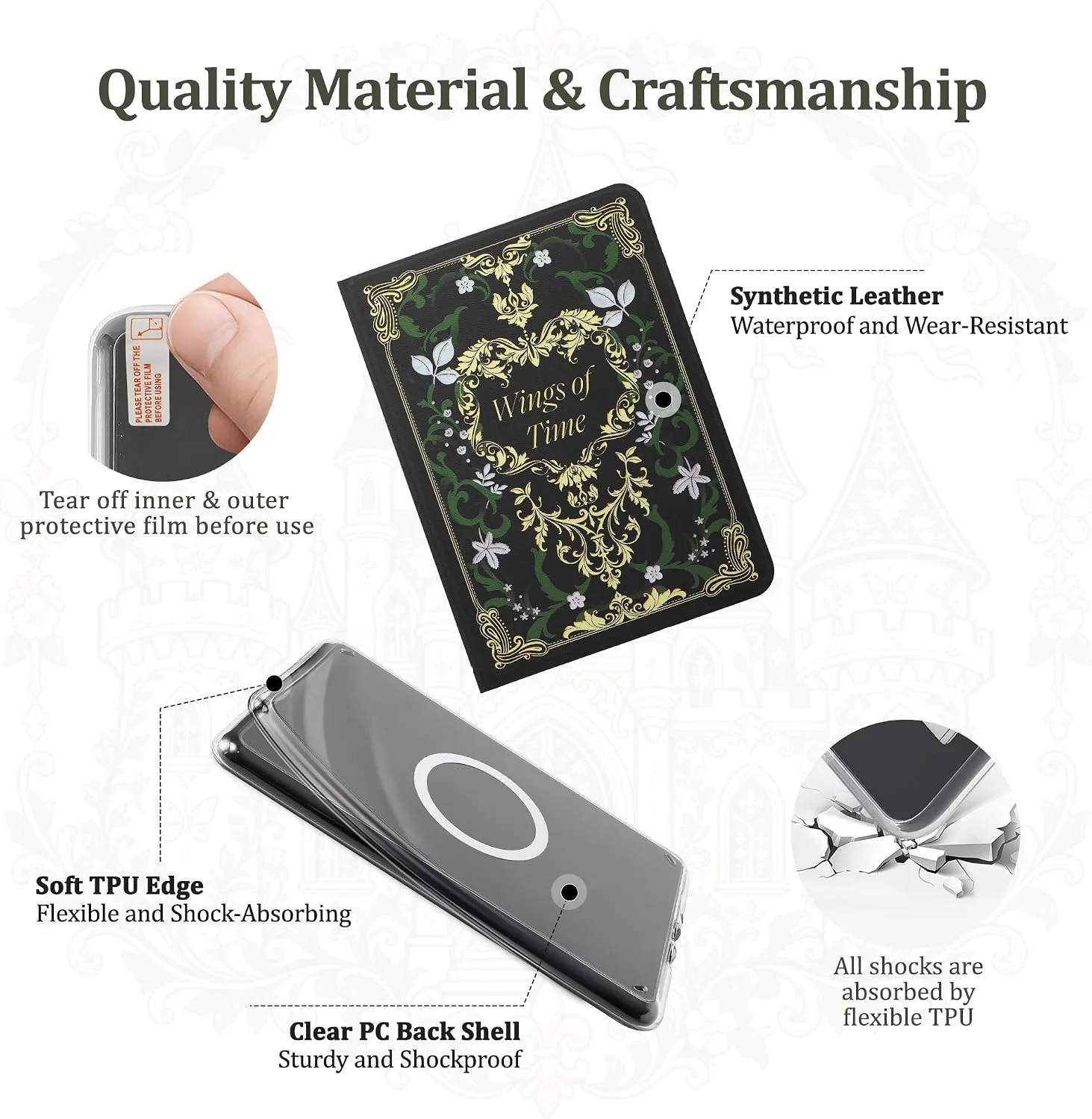 Magnetic Book Cover Case for 7'' Kindle Paperwhite & Colorsoft