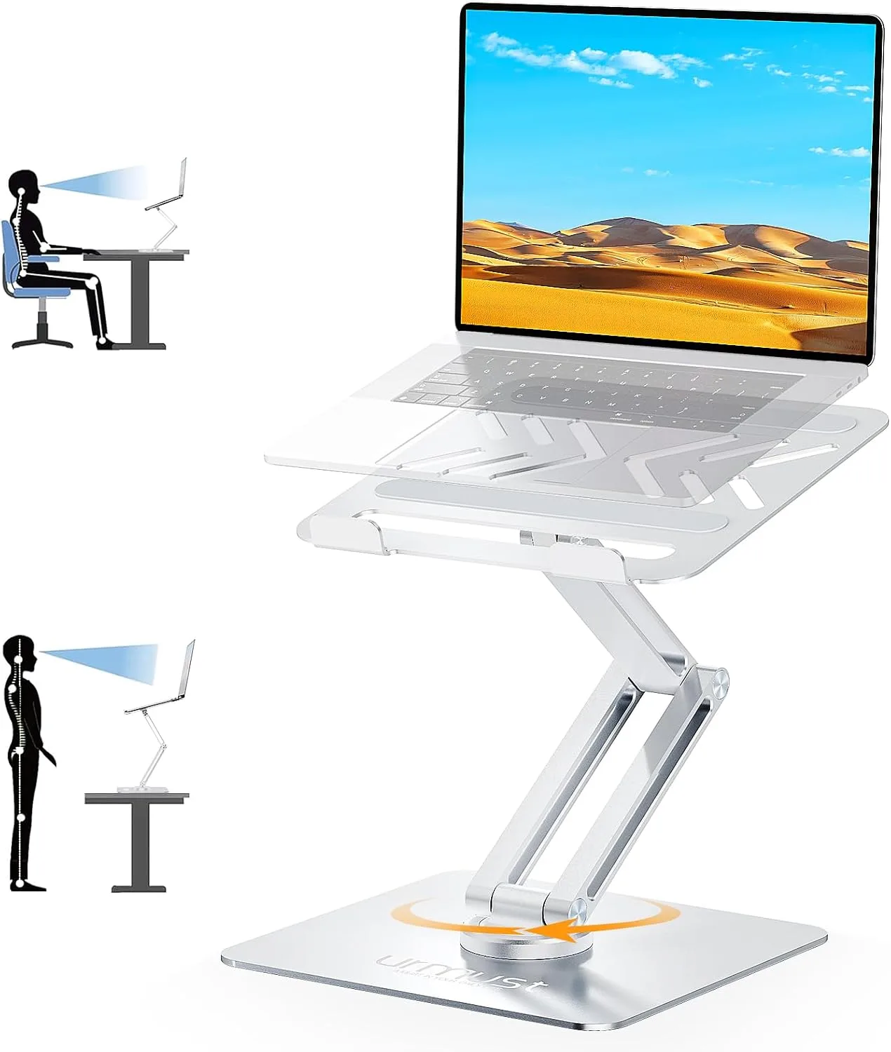 Base para laptop Urmust giratoria 360° para dispositivos de 10 a 17 pulgadas