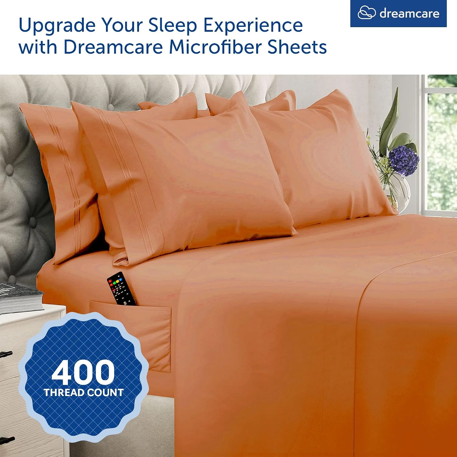 DREAMCARE King Size Sheets Set - 6 pcs Breathable Cooling Sheets King Size
