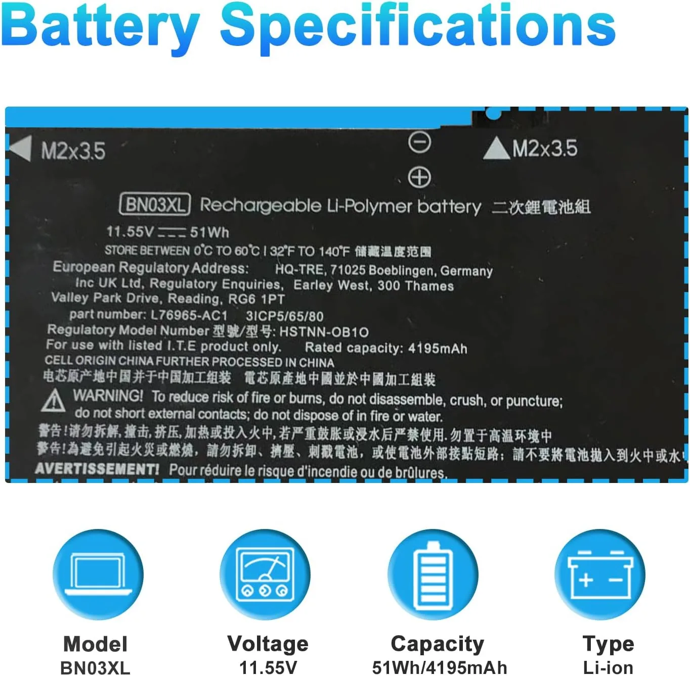 BN03XL L77034-005 Laptop Battery for HP Envy X360 13-BA 13-BD 13-AY 13-AR