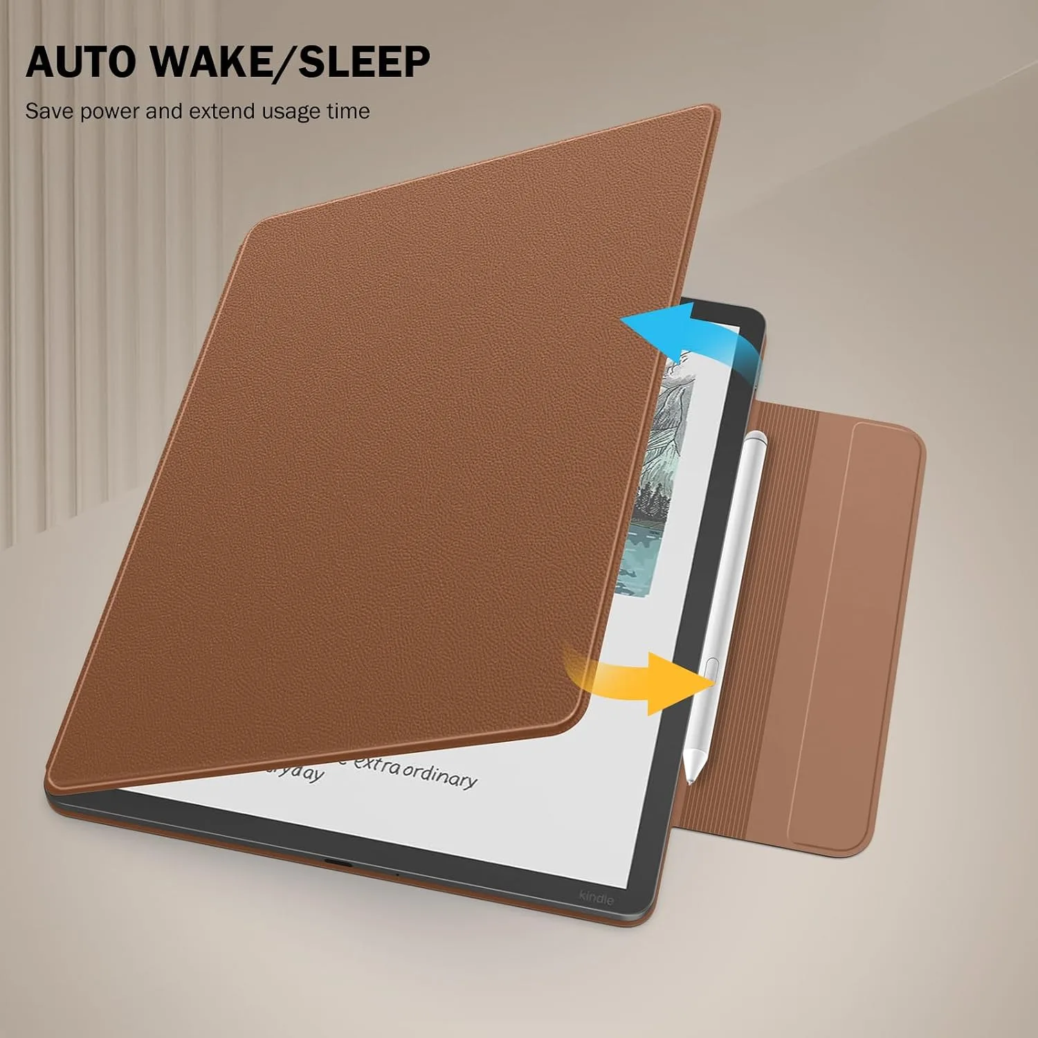 MoKo Magnetic Case for 11" Kindle Scribe 3rd & Colorsoft 1st, Brown
