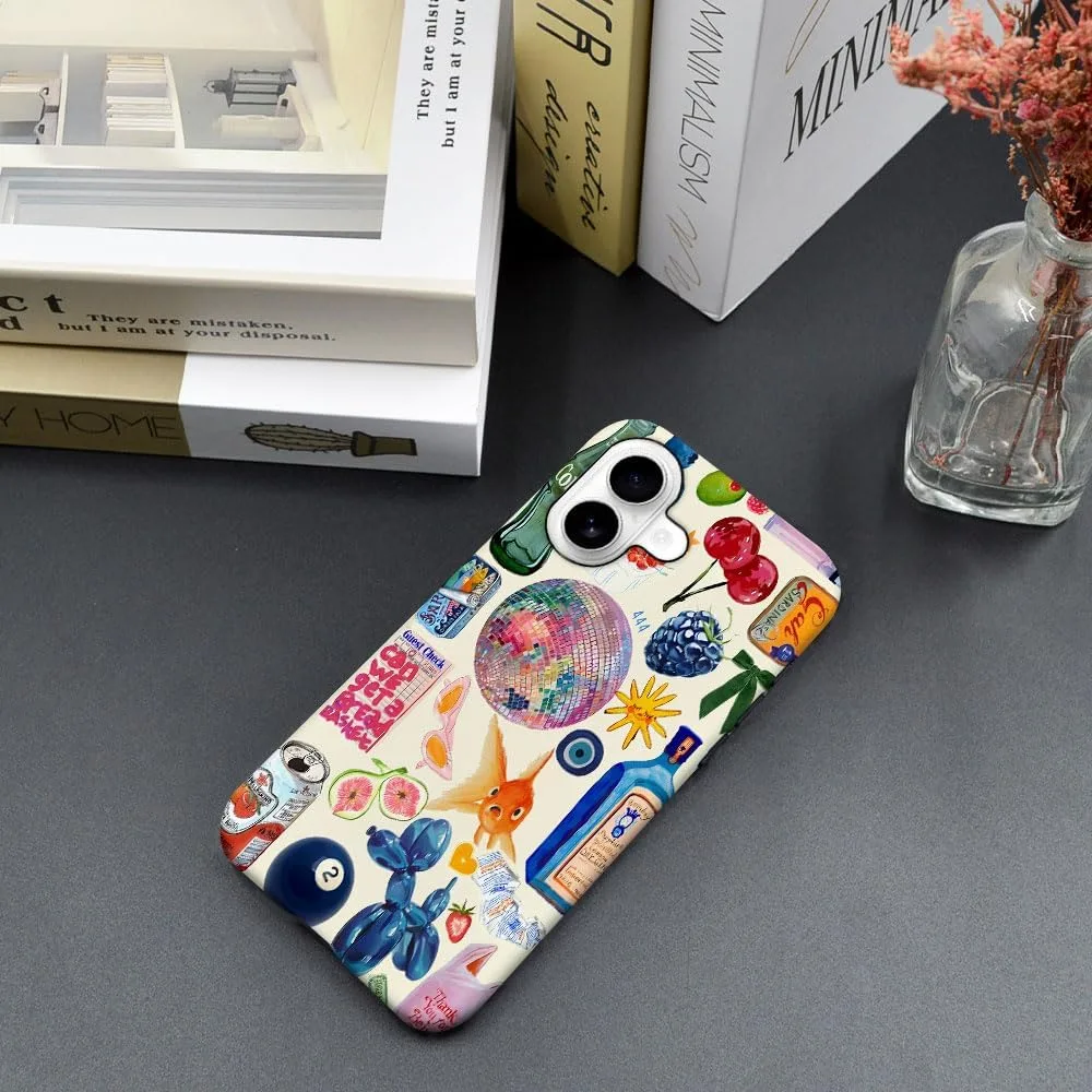 Case Compatible with iPhone 17,Fall Prevention Hybrid 2-Layer Hard Shell Phone Cover for Girls Boys,Collage European Disco