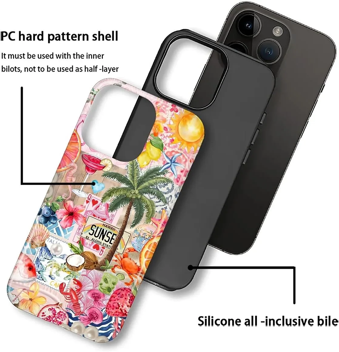 DAIZAG Case for iPhone 16 Pro Max,Mixed 2 Layer Design Shockproof Soft TPU Ddouble Protection Phone Case for iPhone 16 Pro Max-Aesthetic Summer Beach