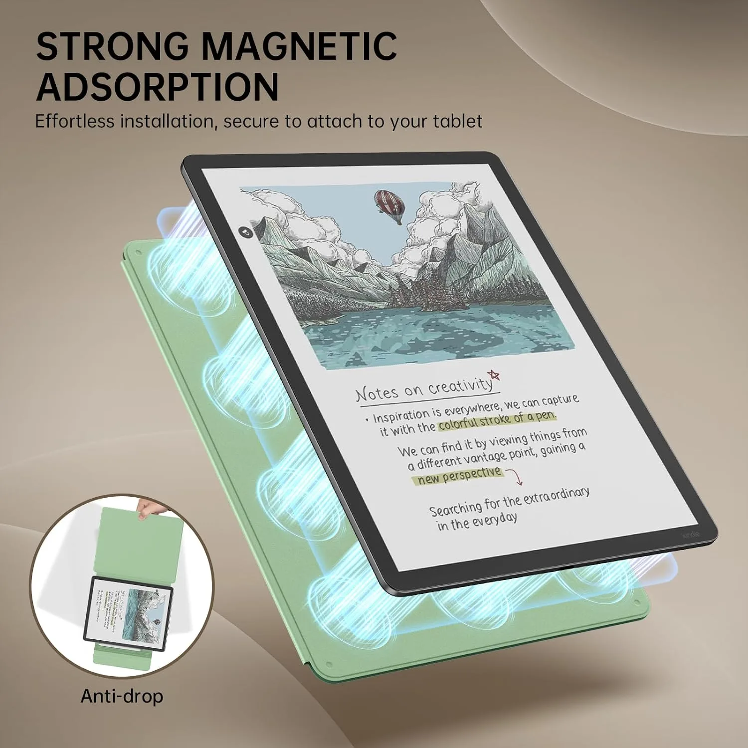 MoKo Magnetic Case for 11" Kindle Scribe 3rd & Colorsoft 1st, Green Flower