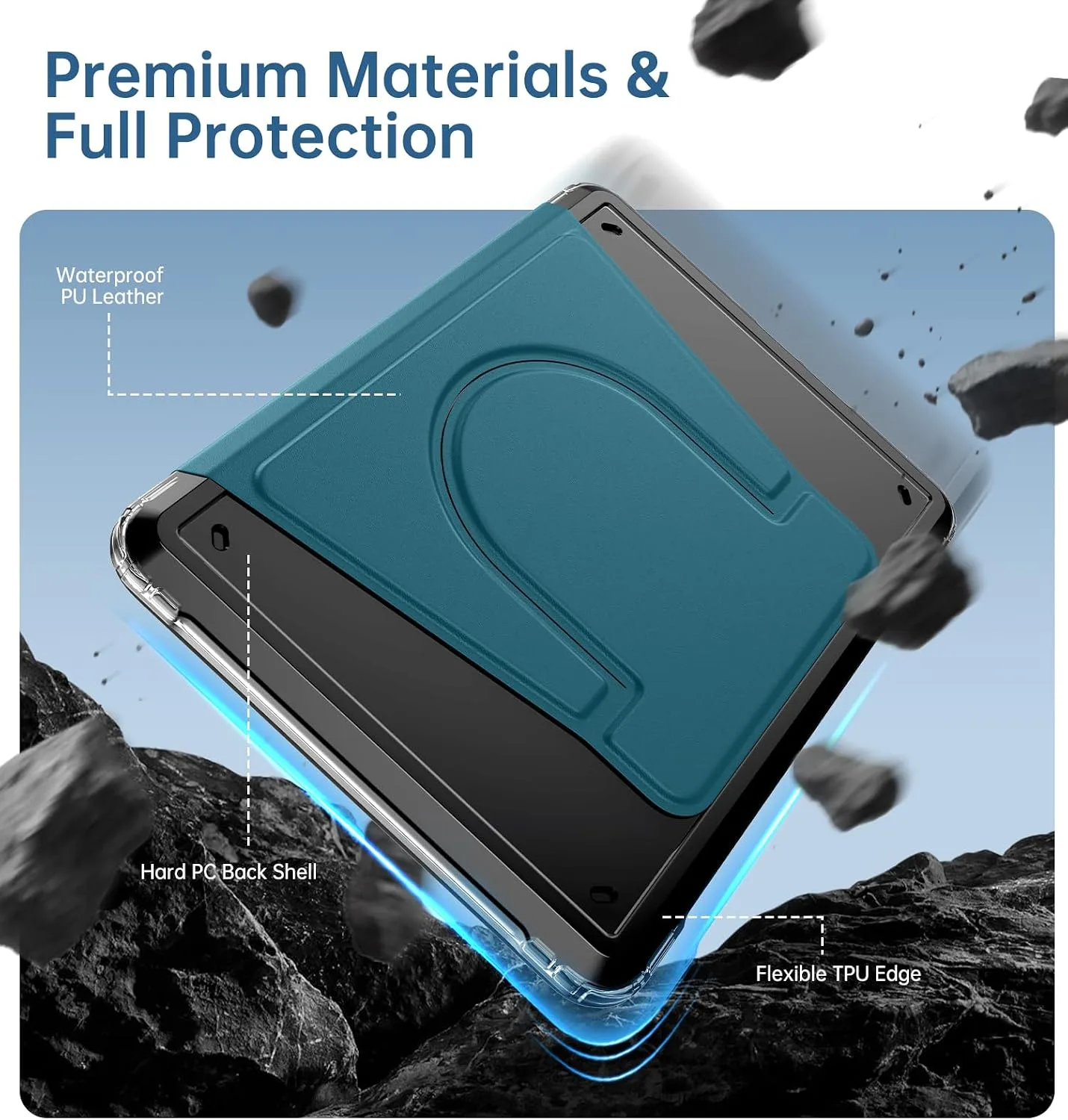 MoKo 360°Rotating Detachable Case for 7" eBook Reader, Turquoise